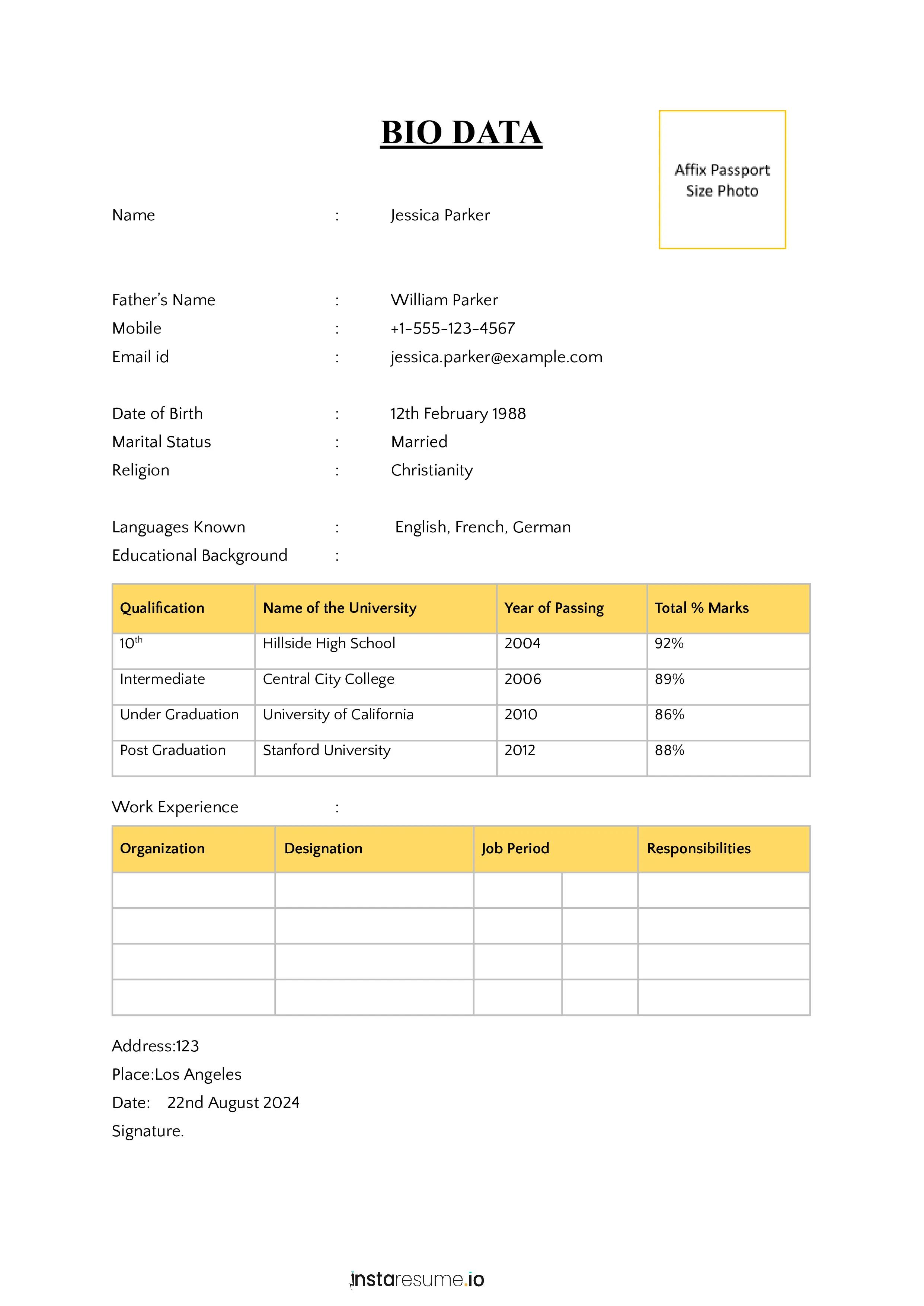 biodata model