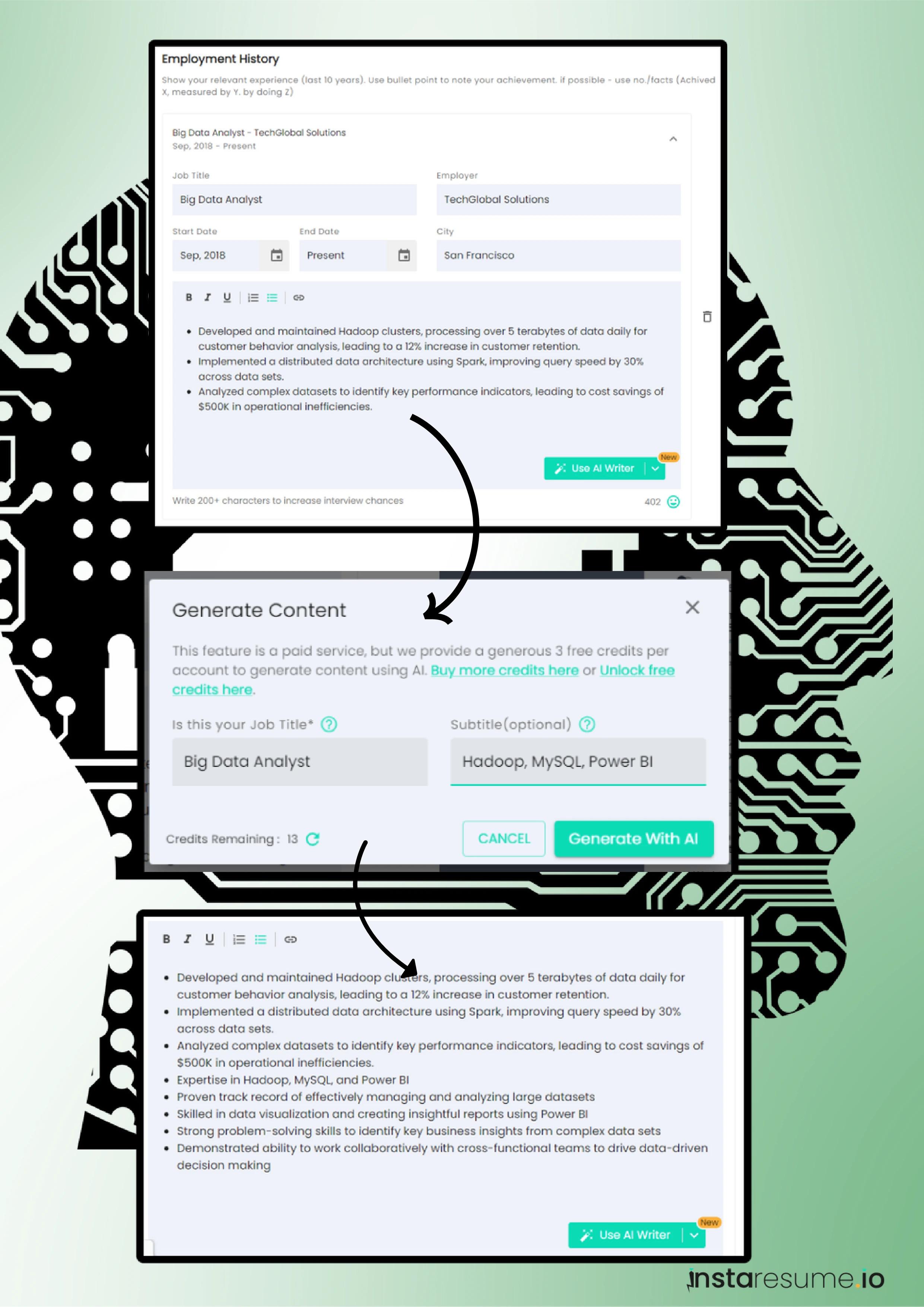 Generate Work experience resume section with AI.