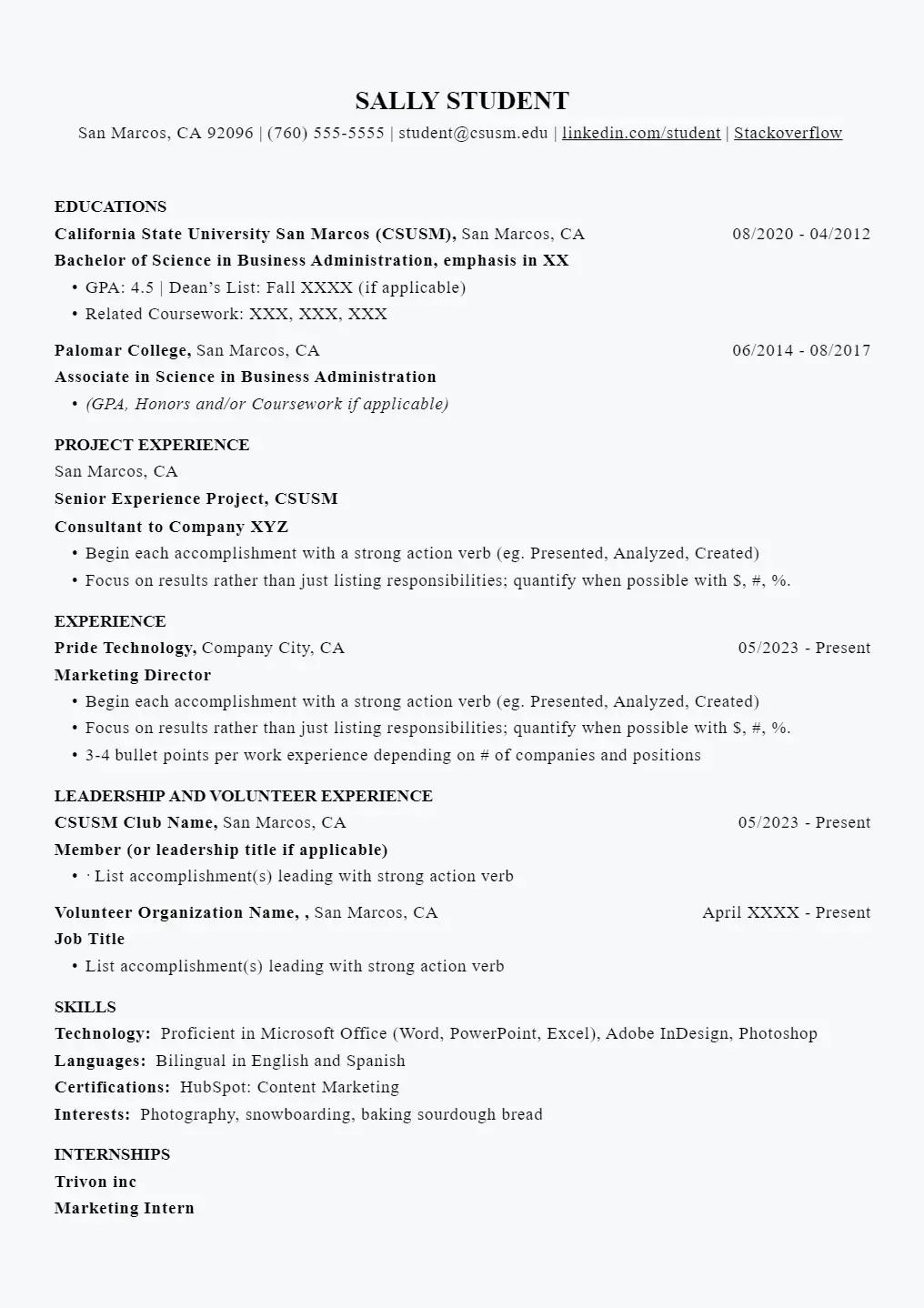 RIVER · HARVARD RESUME TEMPLATE