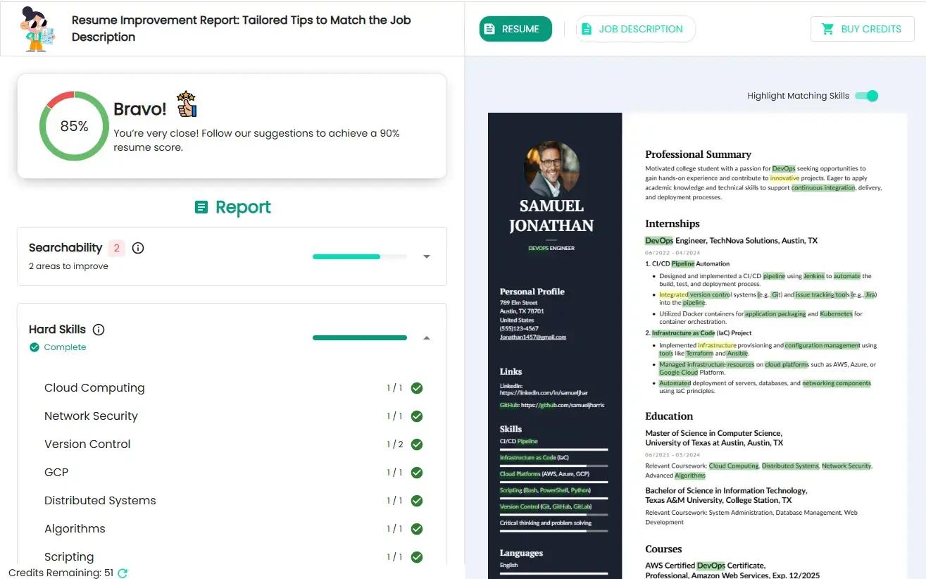 Resume checker template
