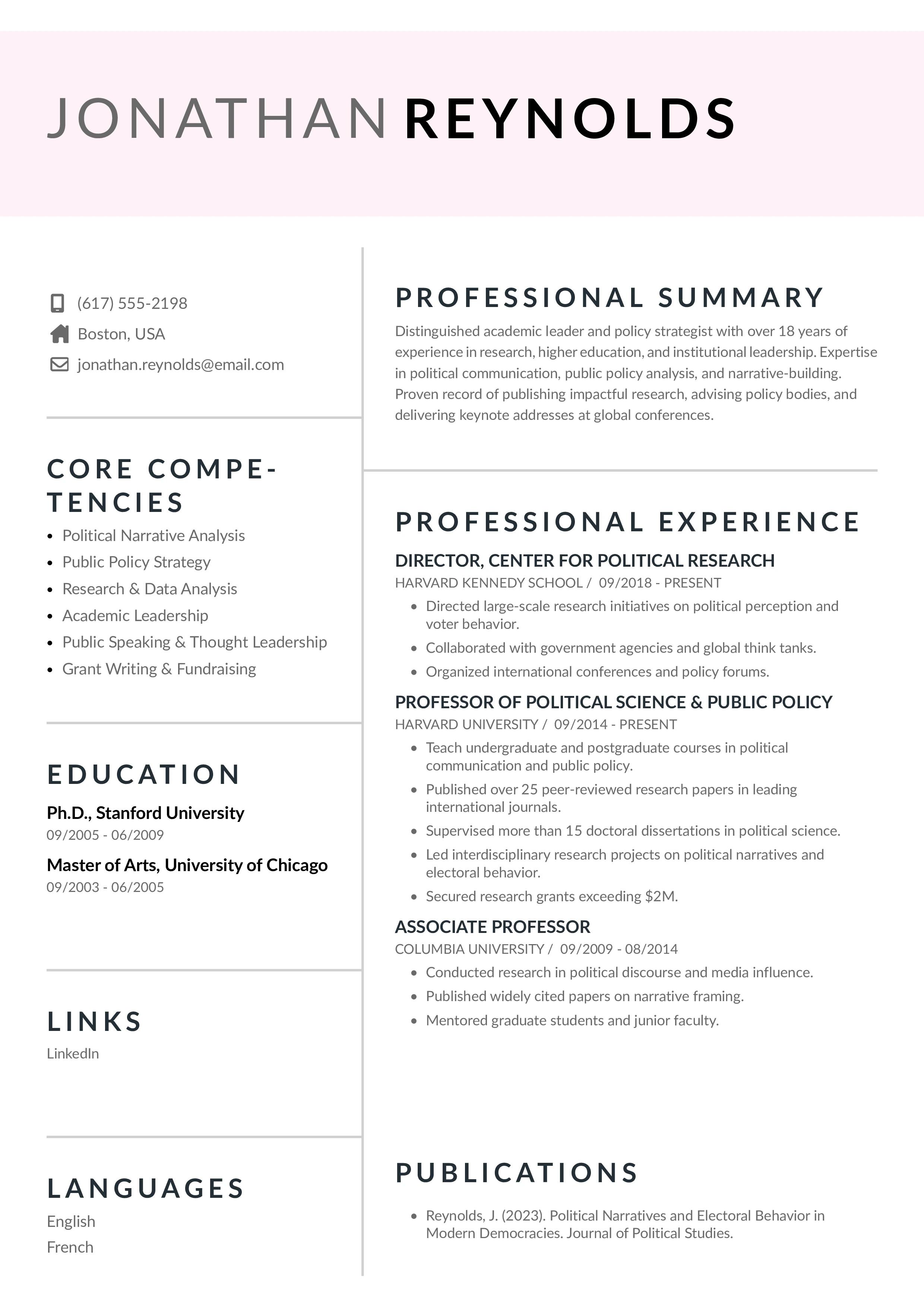 Executives & Academic resume
