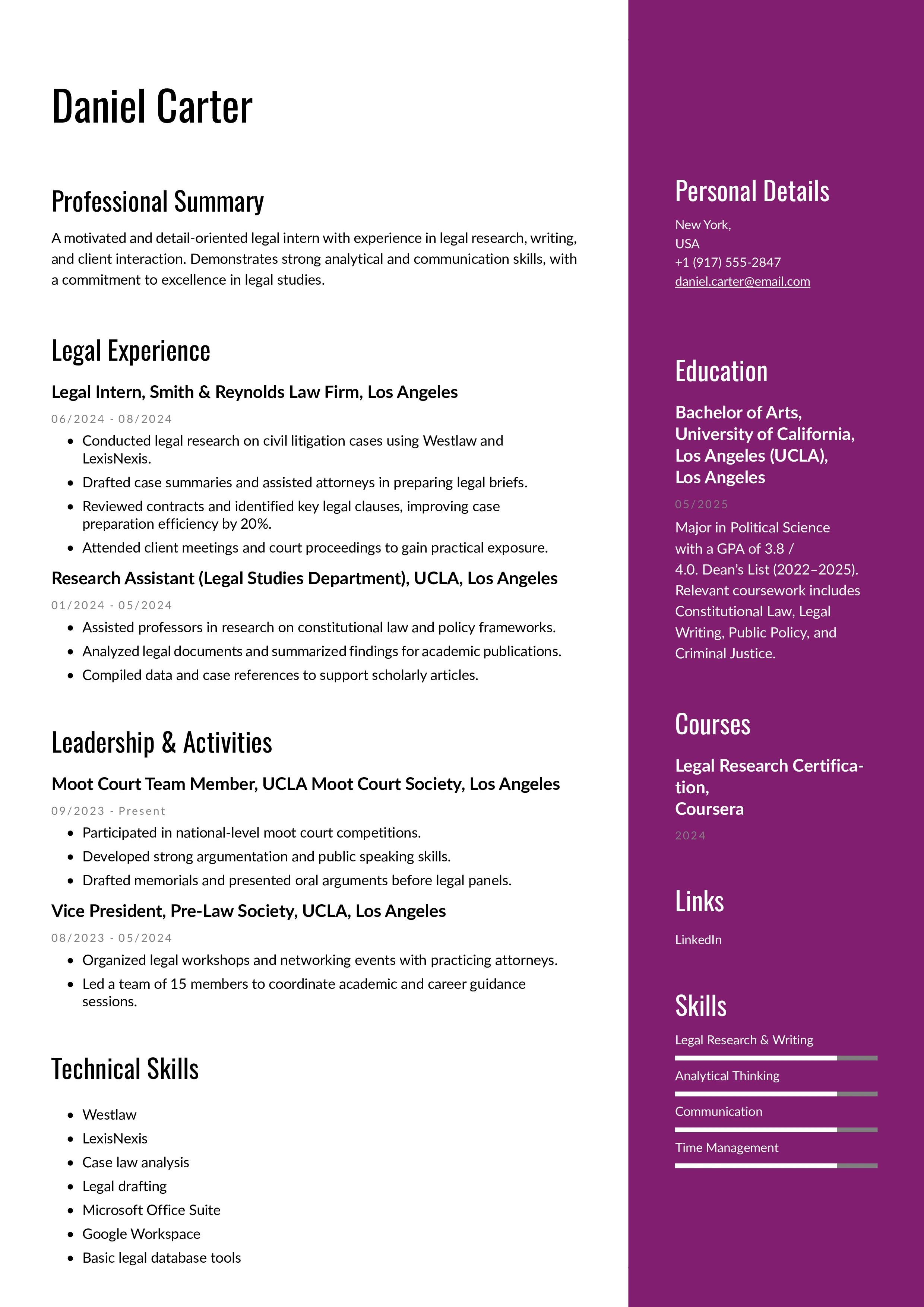 Example of lawyer resume template made from instaresume template