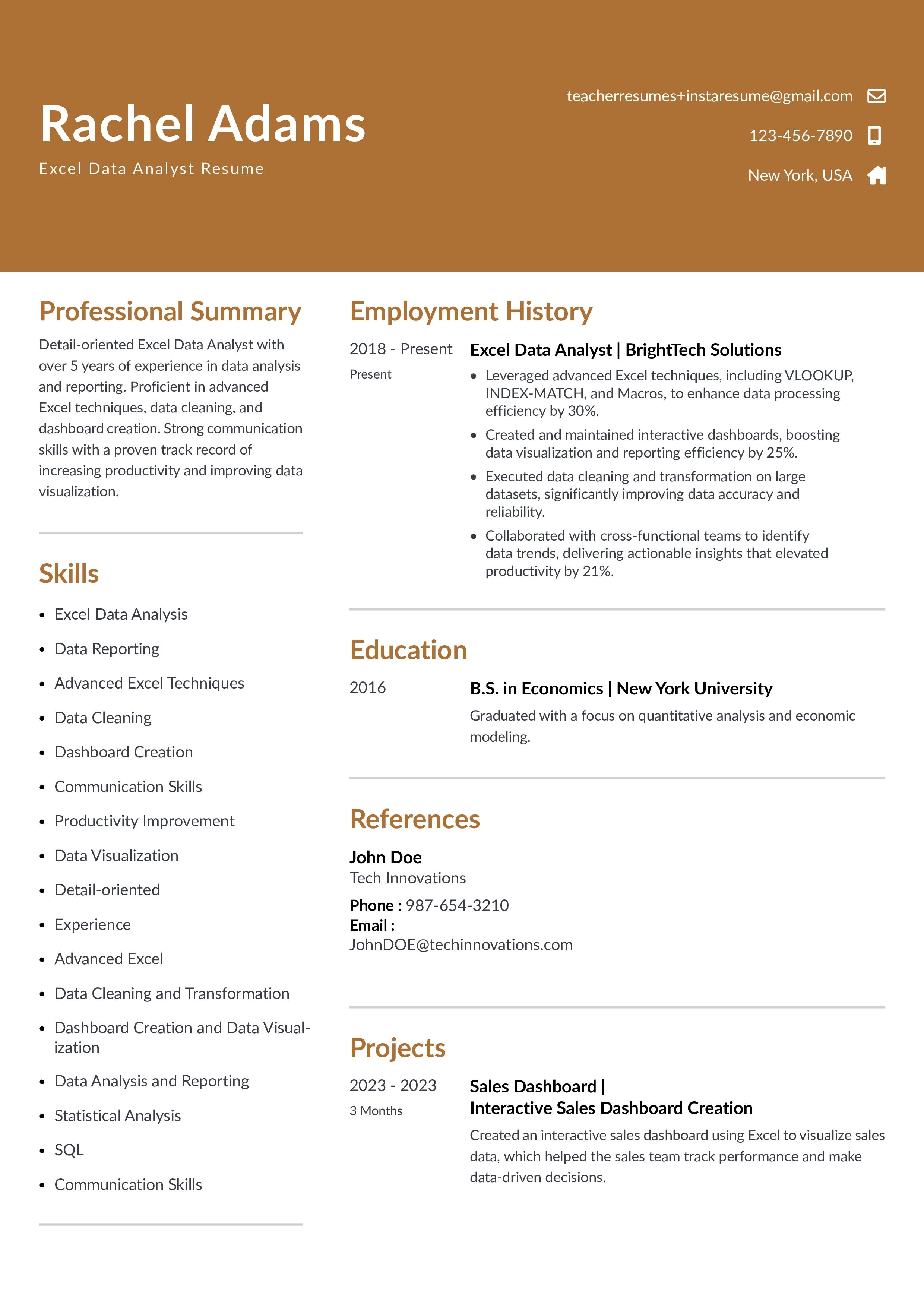 Aesthetic resume outline