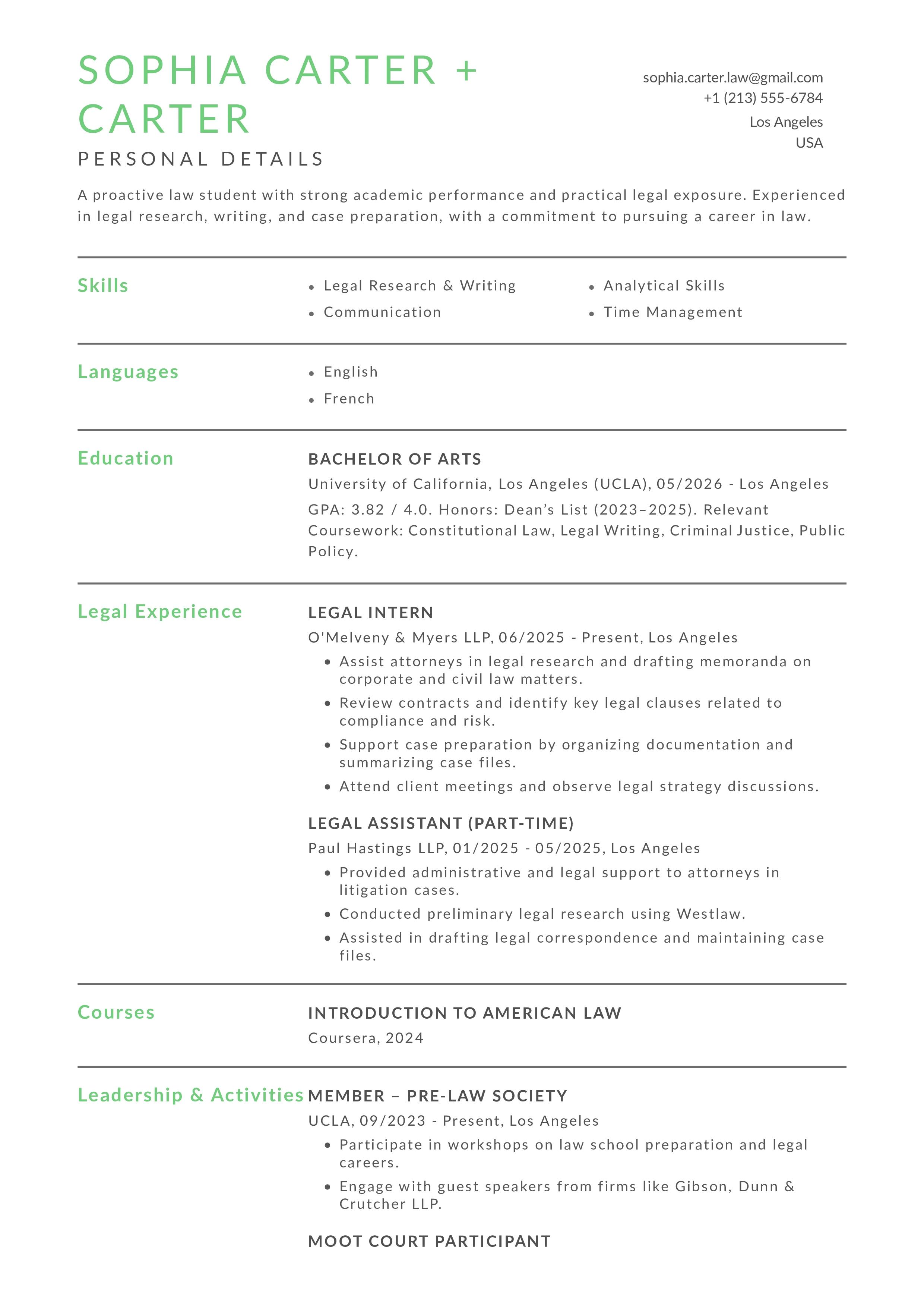 Litigation Lawyer Resume Example (Courtroom-Focused Experience)