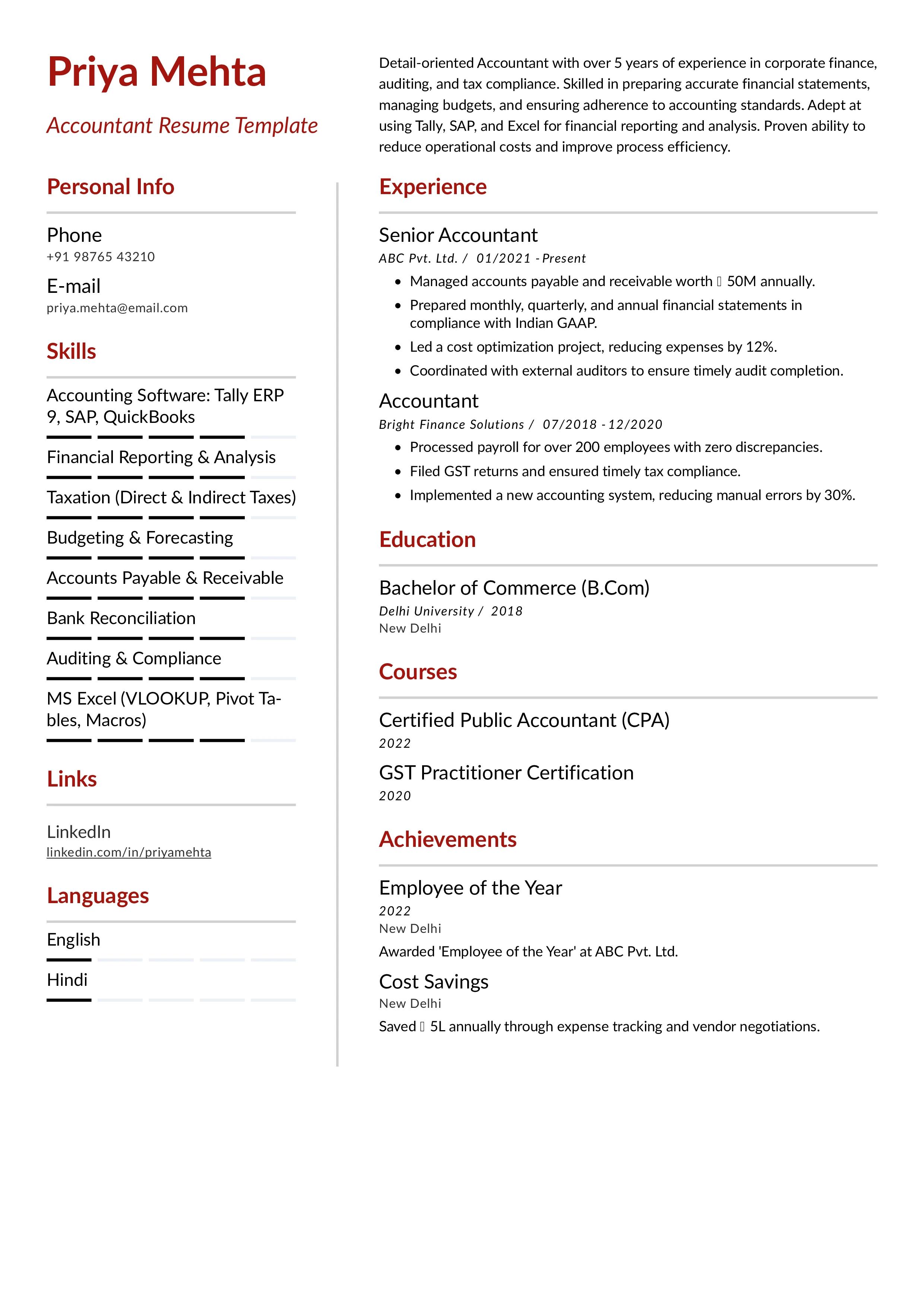 Accountant Resume Template