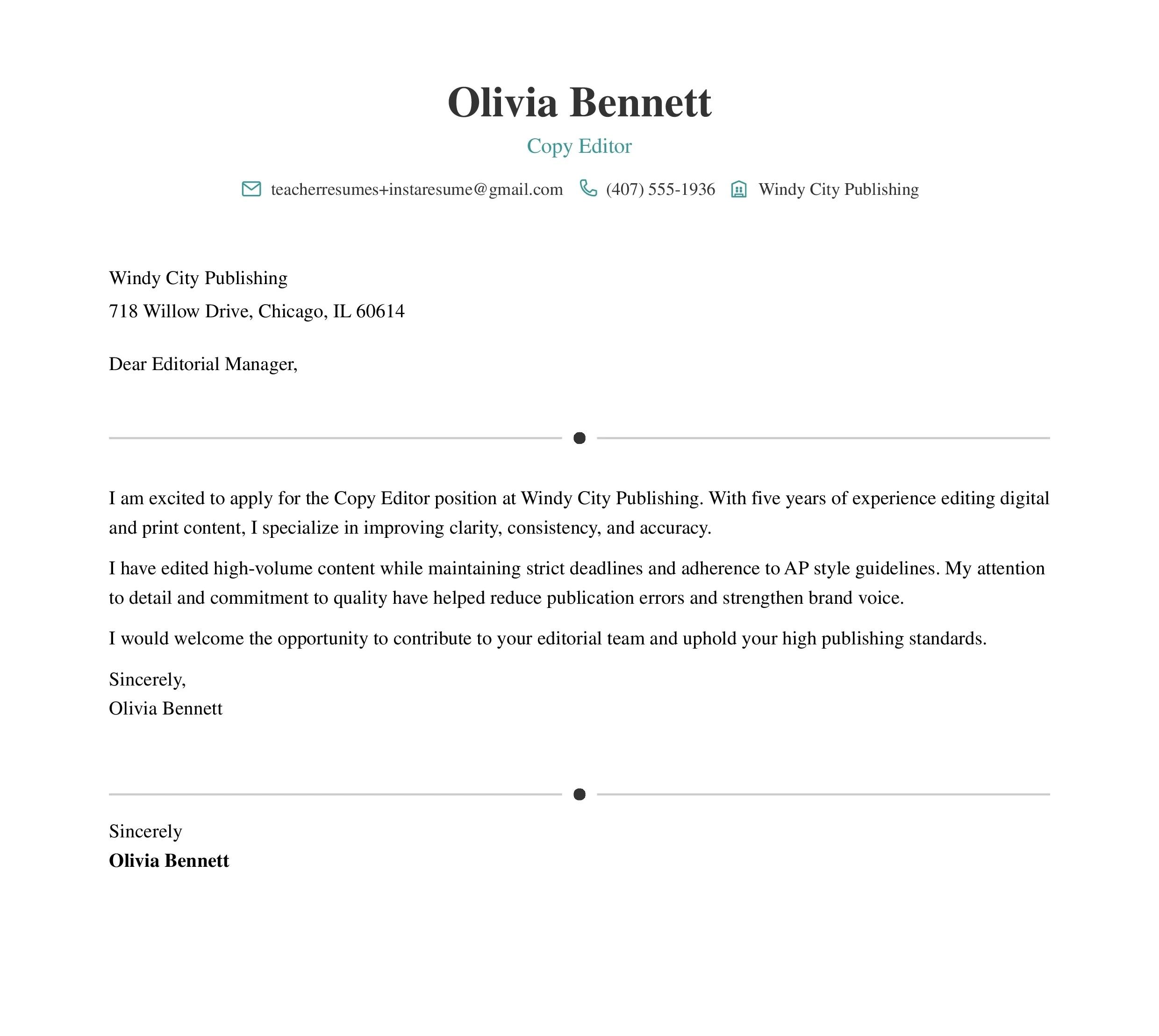 Cover letter example