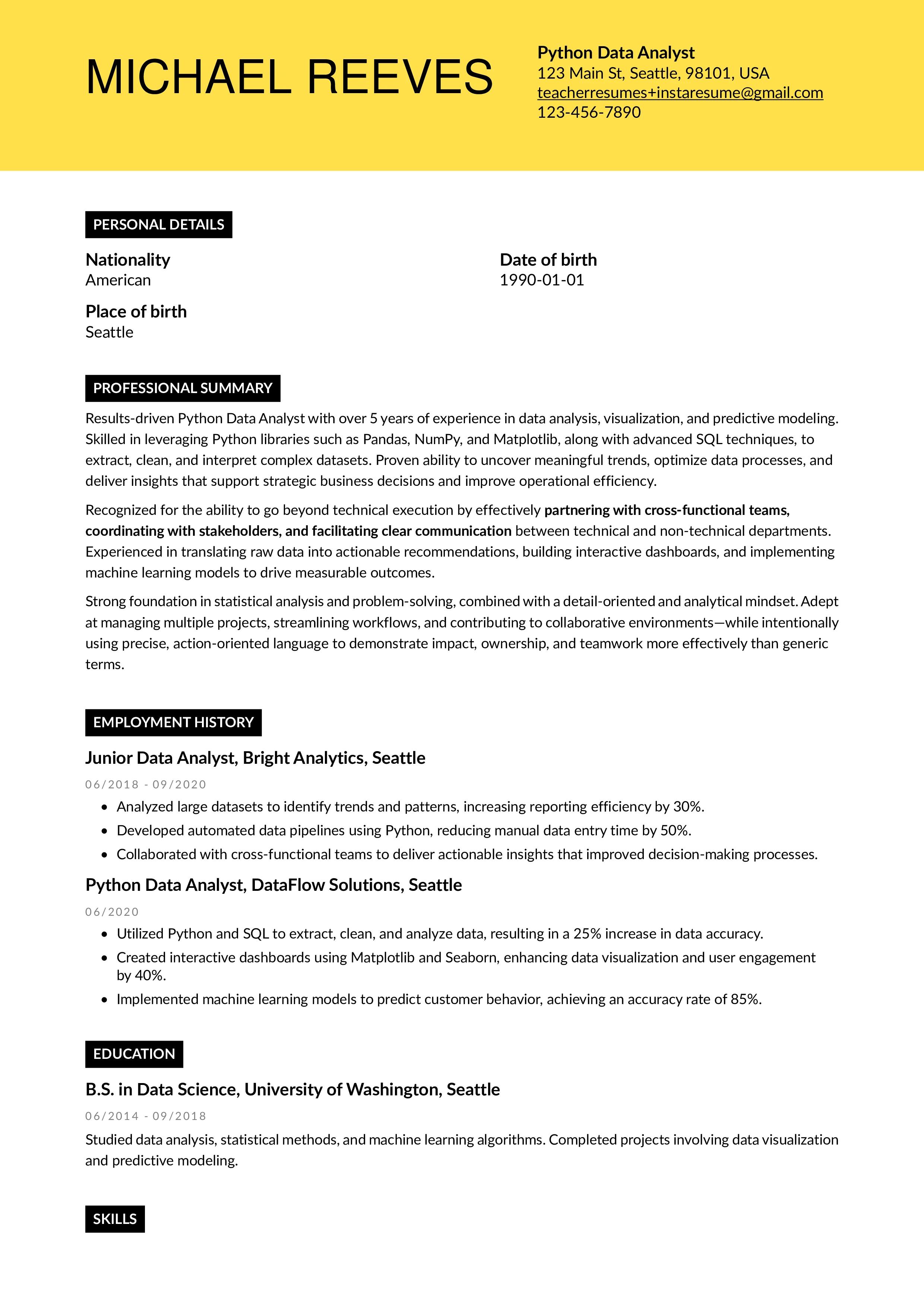 Resume example