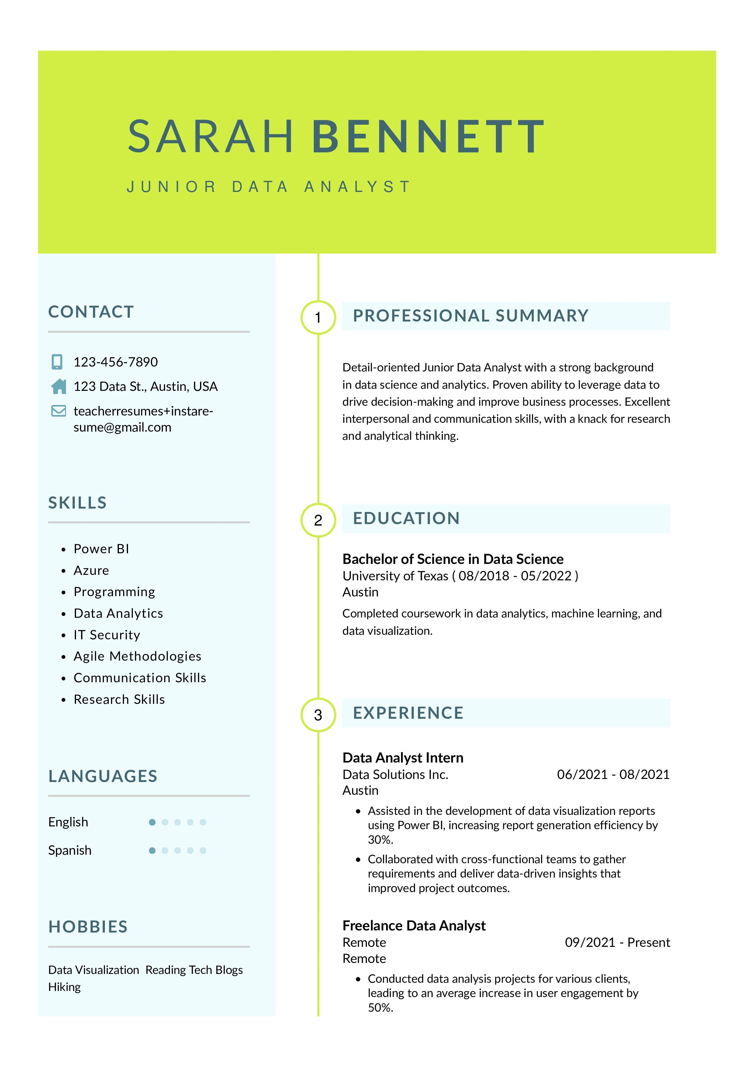 Junior Data Analyst Resume