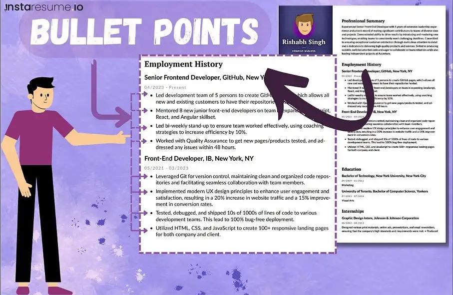 Final output for bullet points in your resume