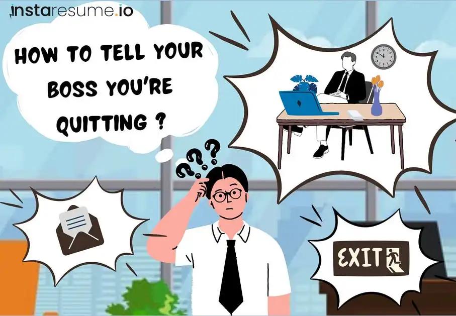 A person thinking about how to inform their boss about their resignation.