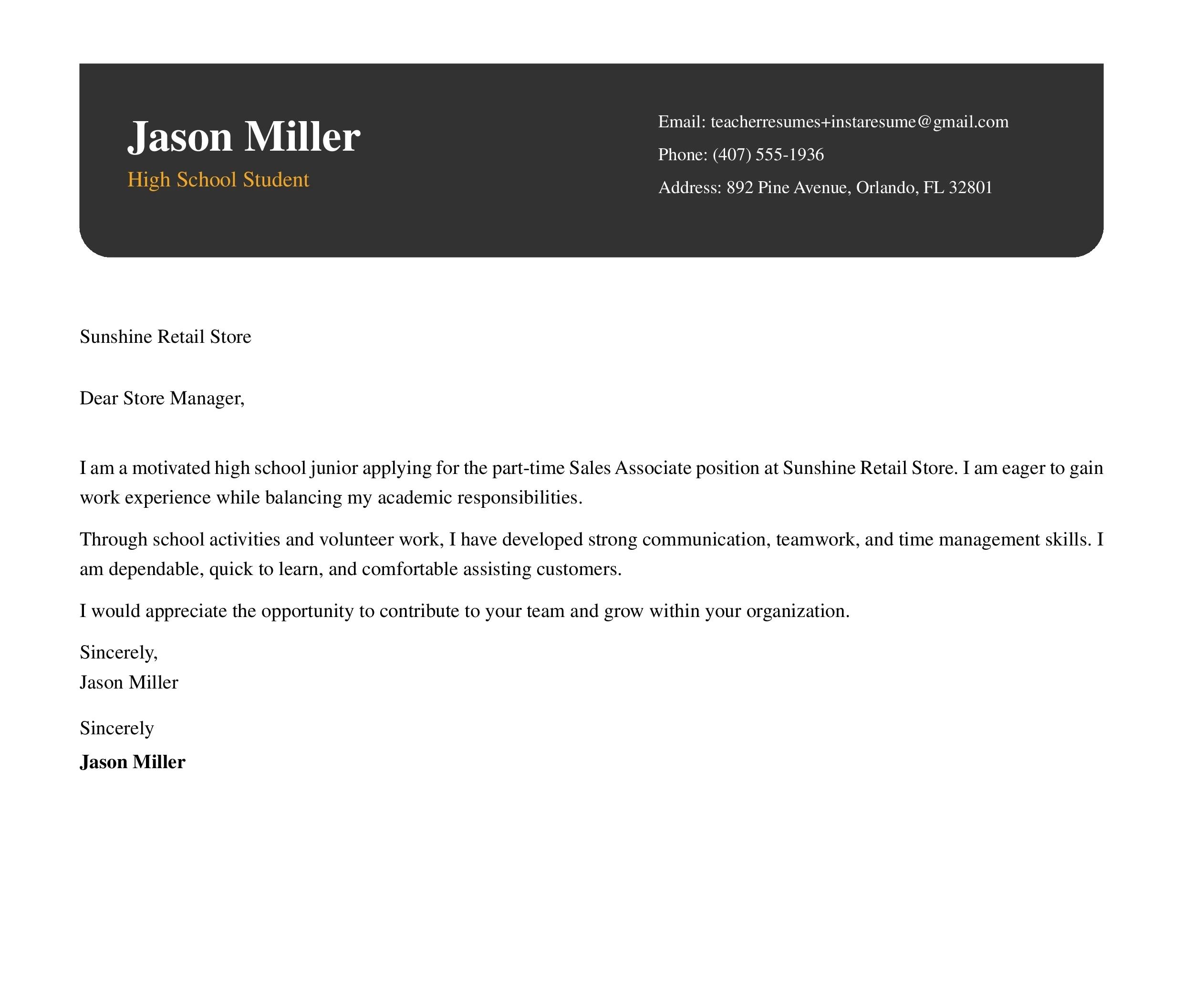 Cover letter example