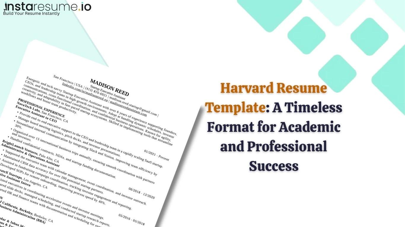 Harvard Resume Template: A Timeless Format for Academic and Professional Success