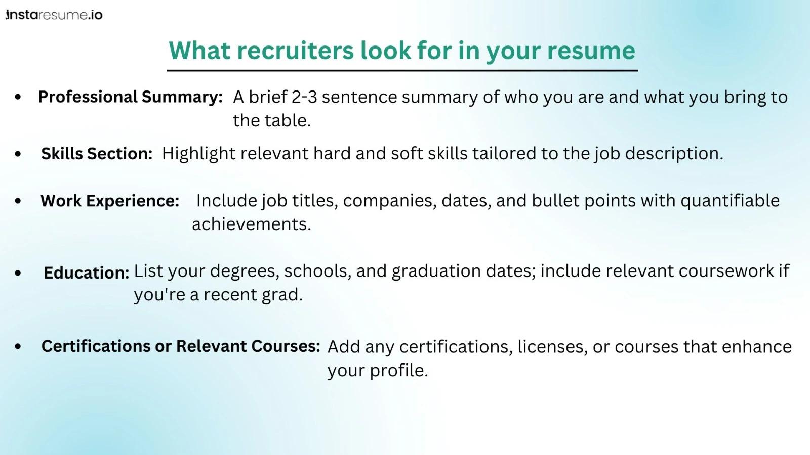 What recruiters want to see you in your resume