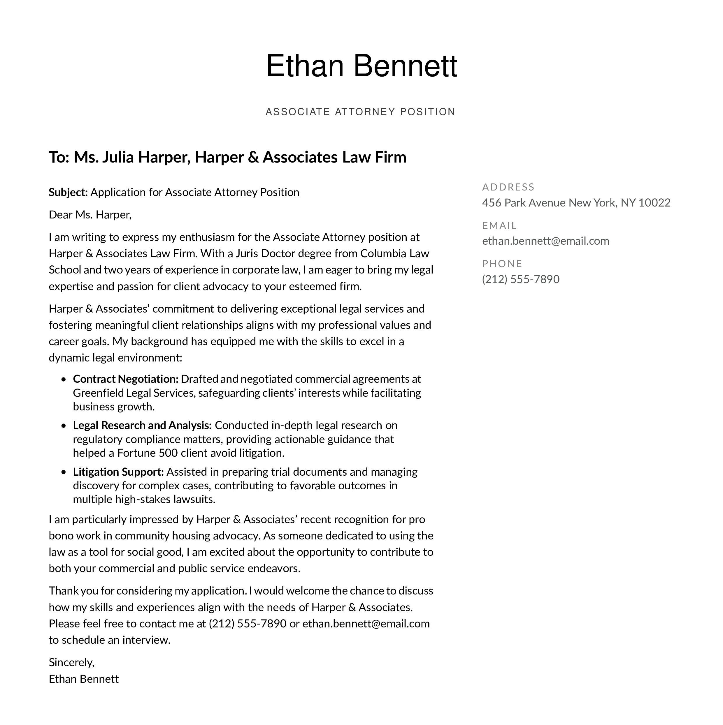 Lawyer Cover Letter