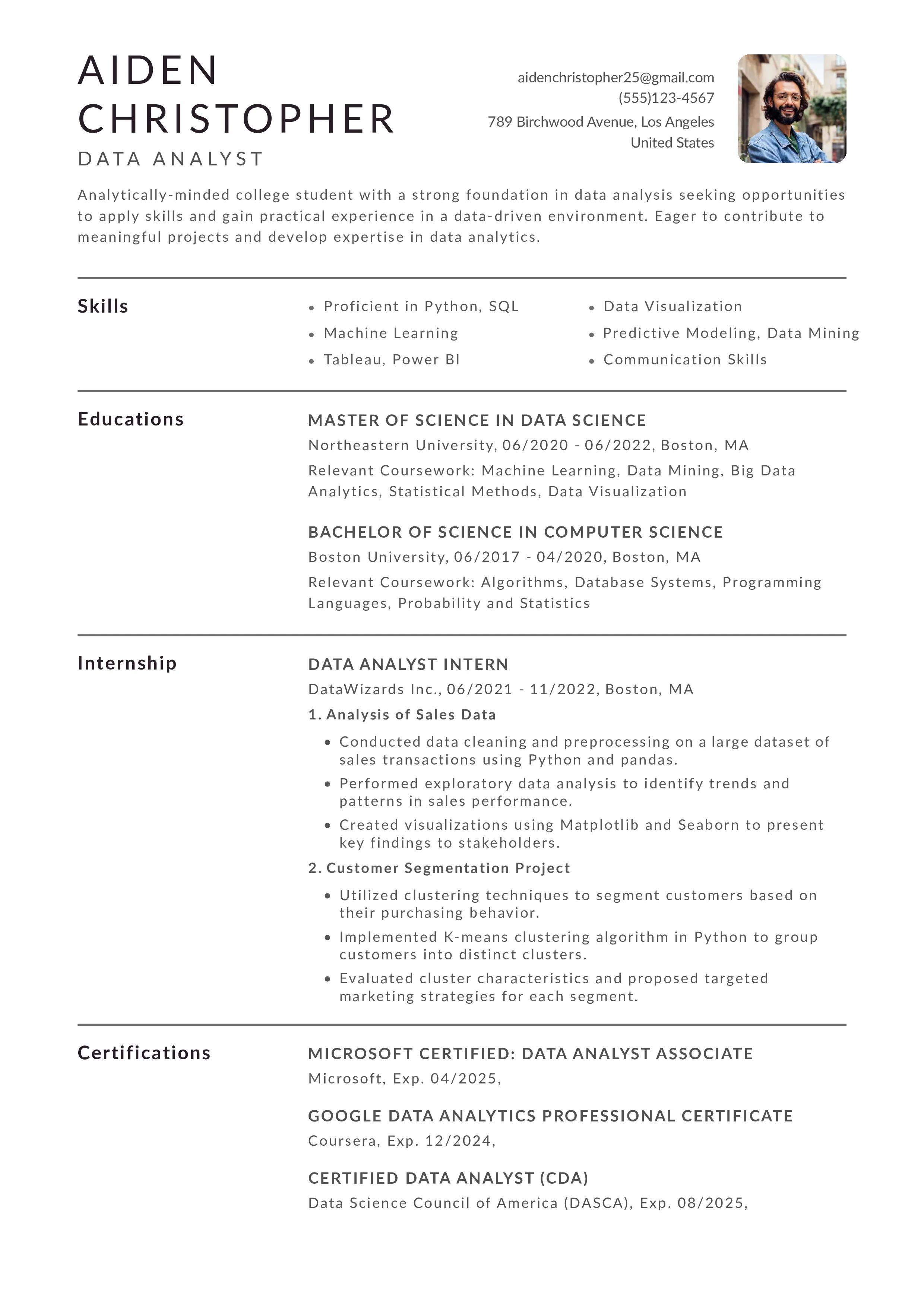 College resume templates examples 2024 (Free) · InstaResume.io