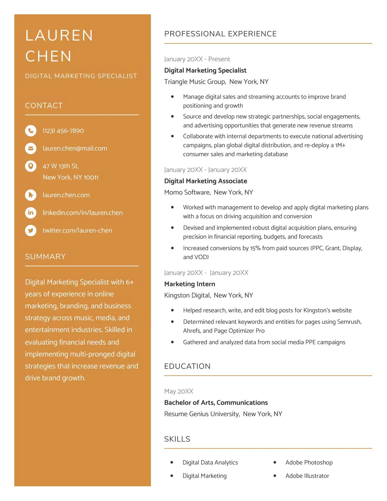 resume genius templates