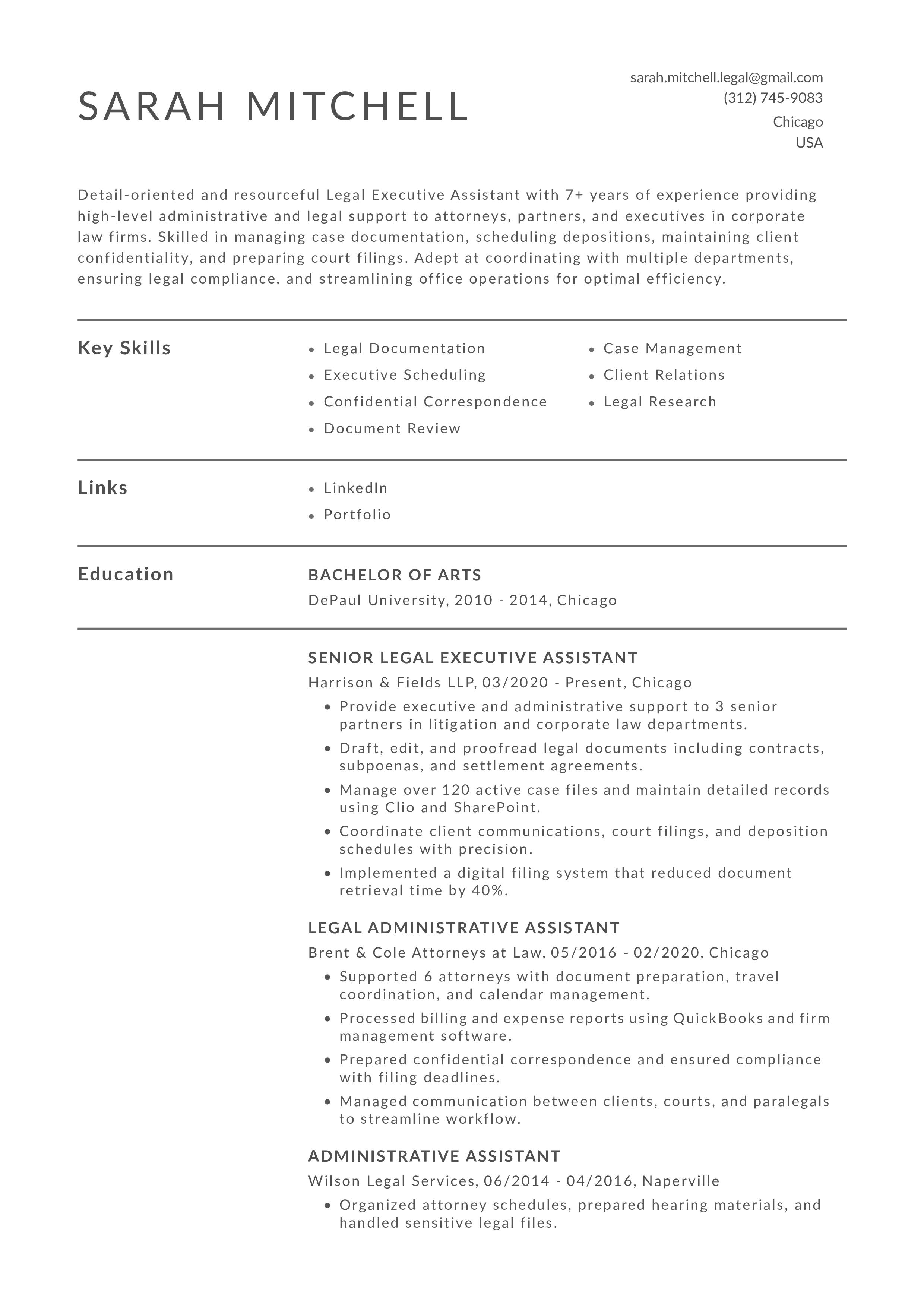  Legal Executive Assistant 