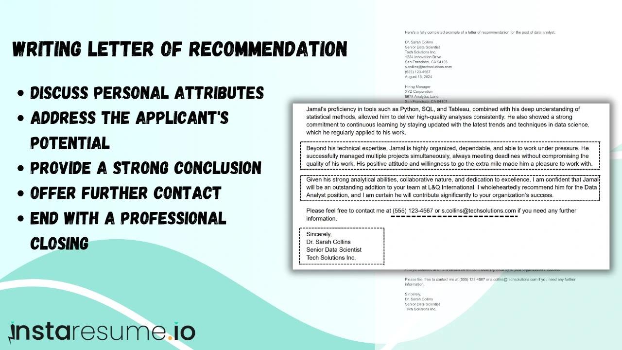 Writing letter of recommendation 