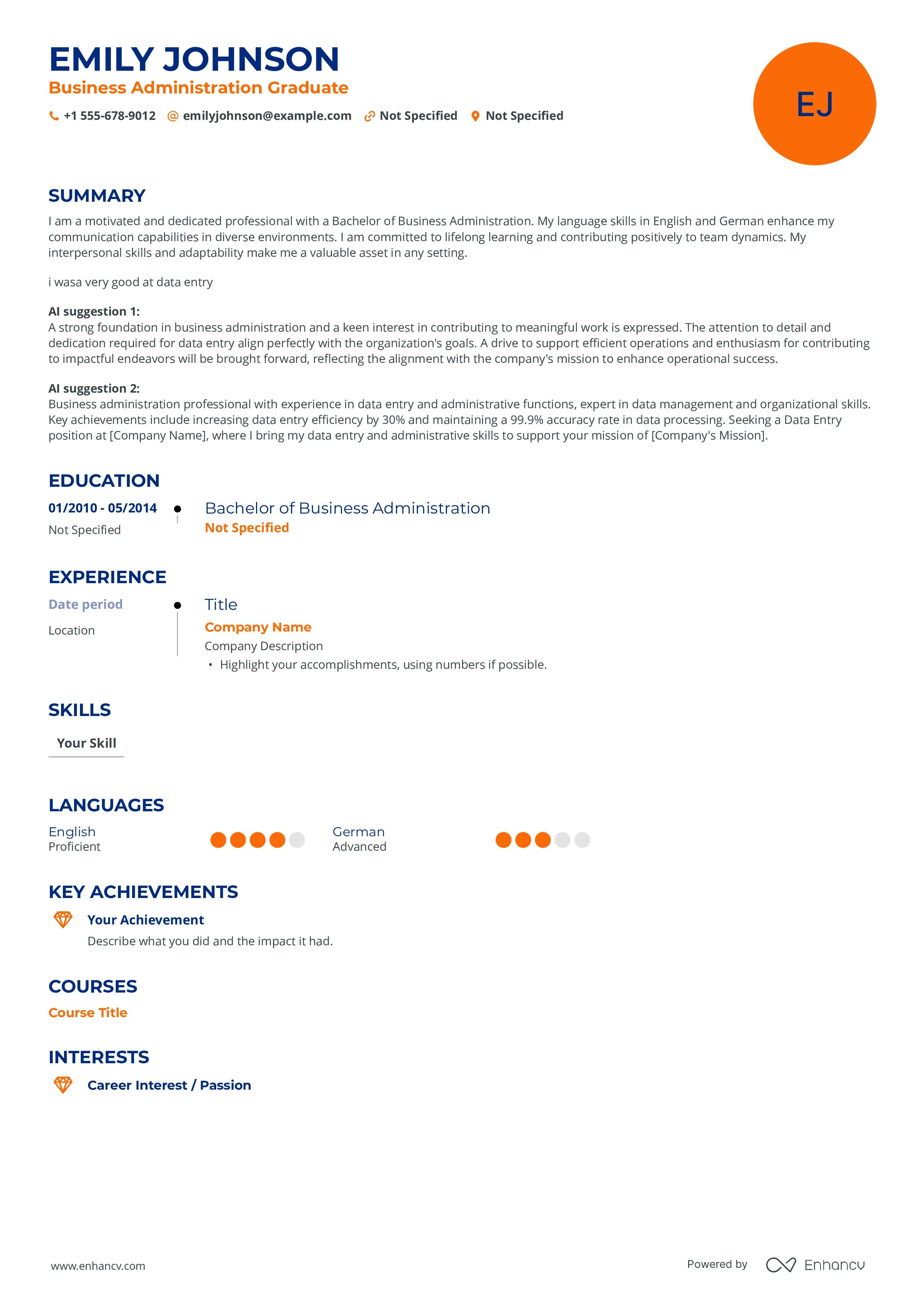 Enhancv resume example