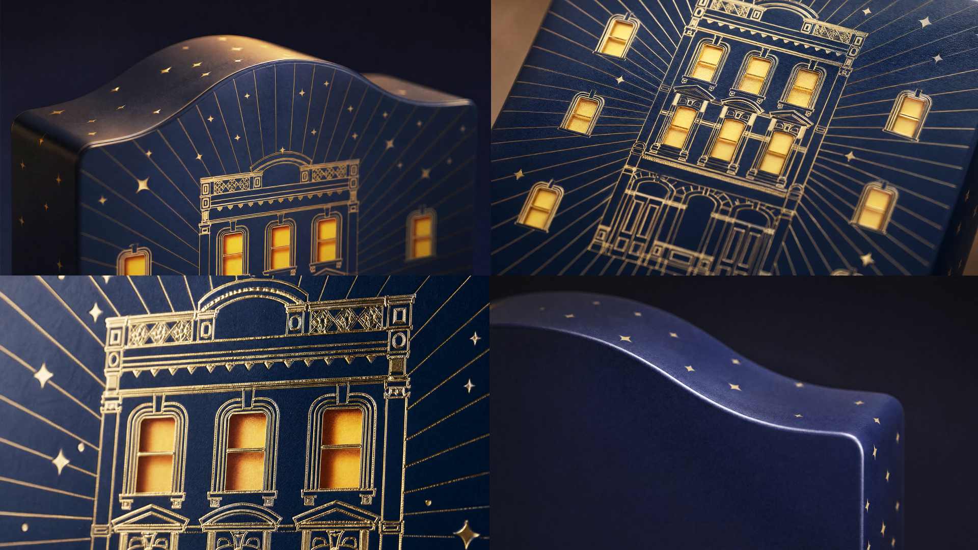 The palace silhouette dissolving into a field of stars and golden traces