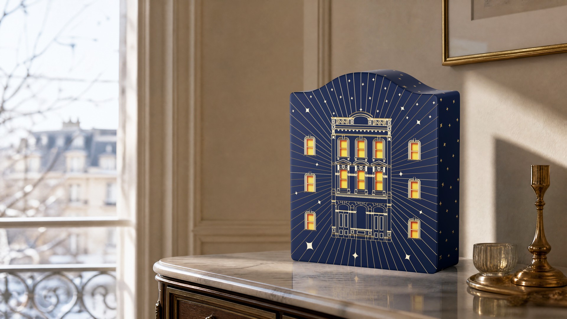 The palace box positioned as an intimate offering ready to be given