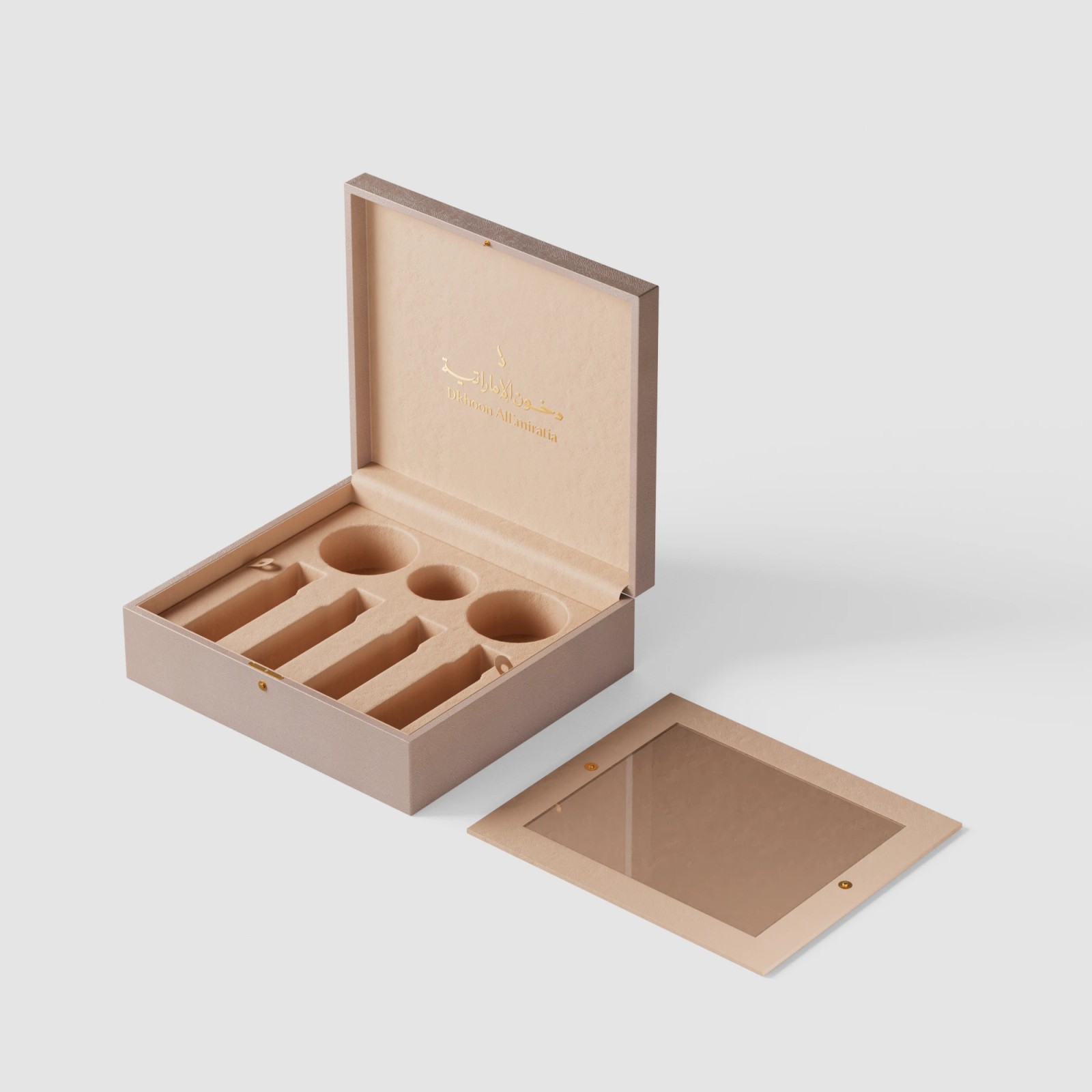 Luxury Flip Box shown open with its fragrance presentation arranged inside.