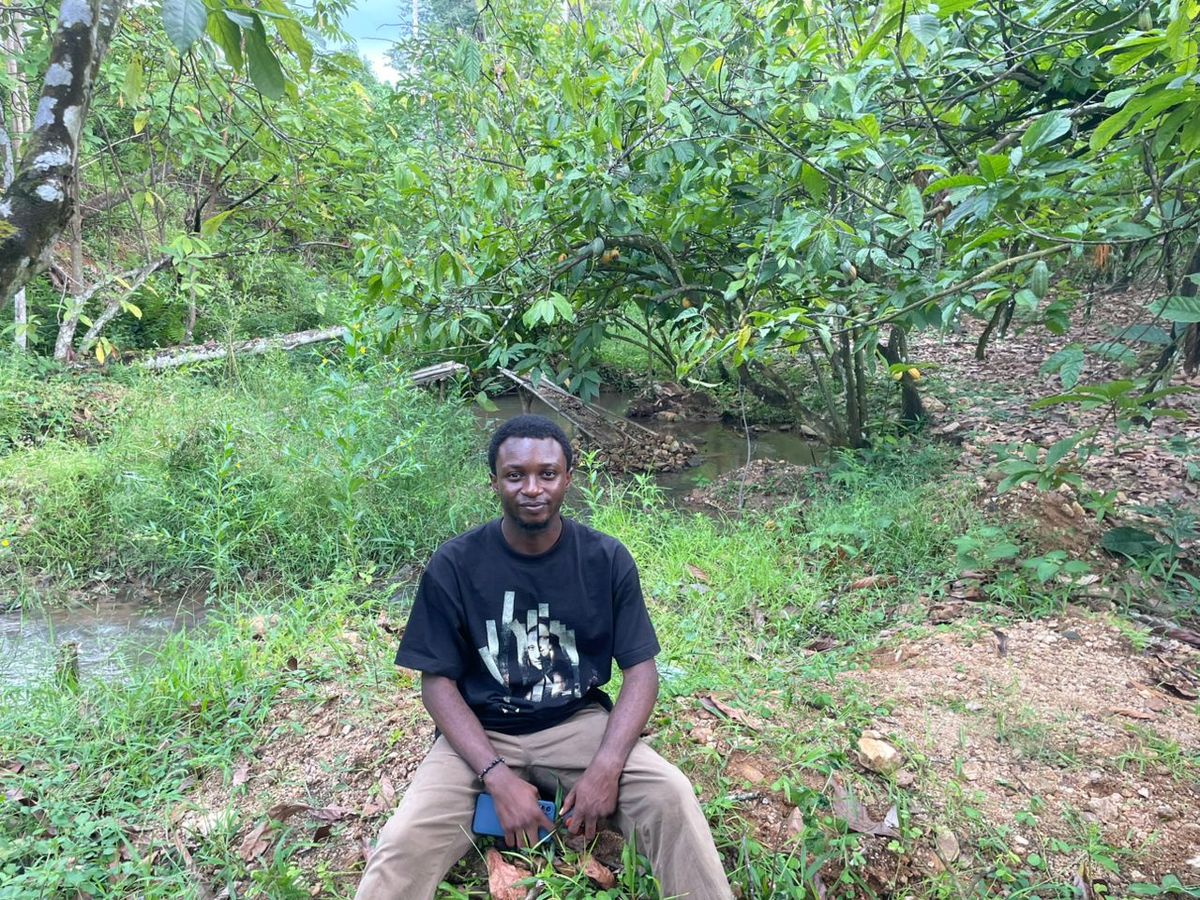 Maximum Efuru Fredrick in the bush at the mines area, October 2025.