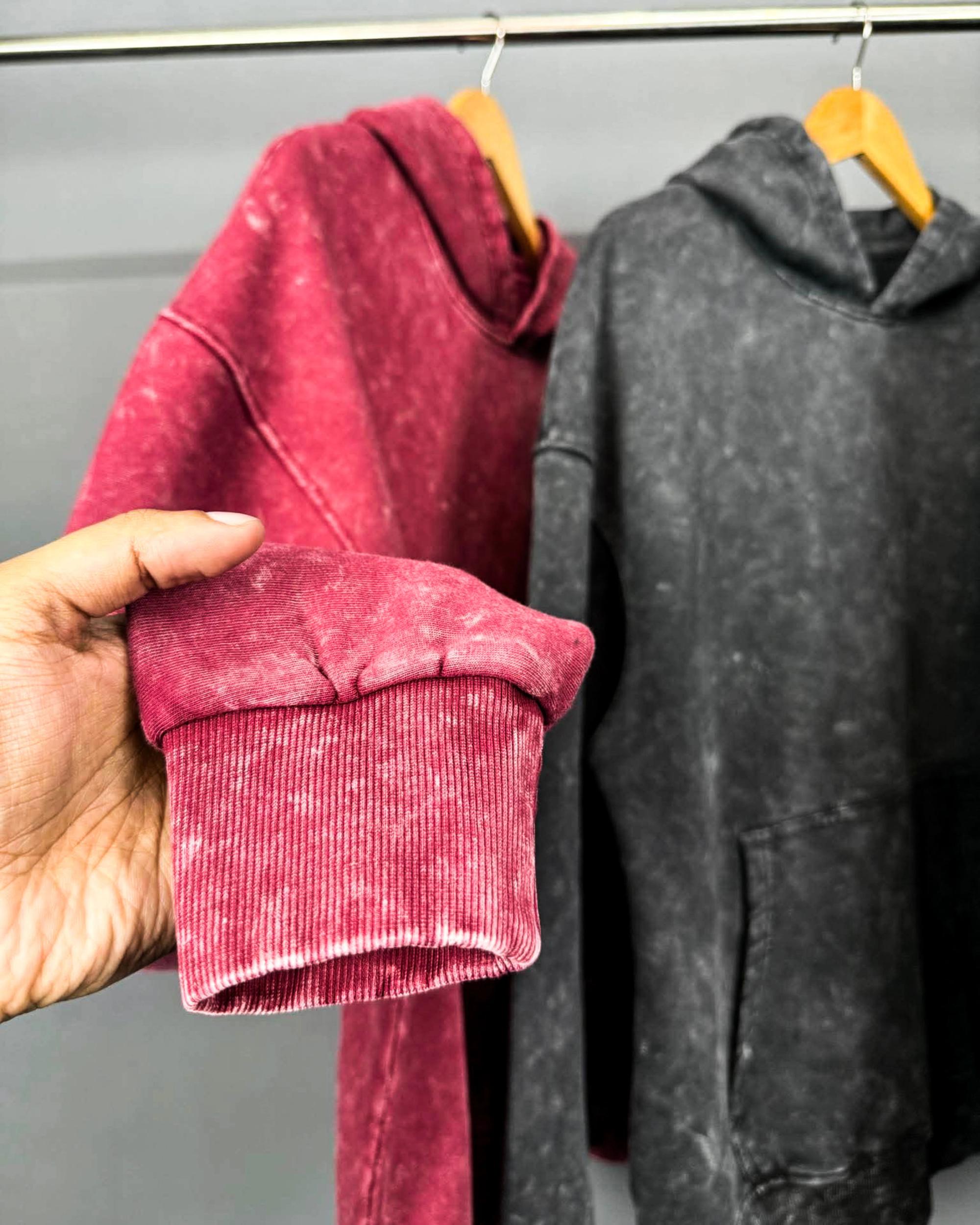 Maroon Acid Wash Oversize Hoodie