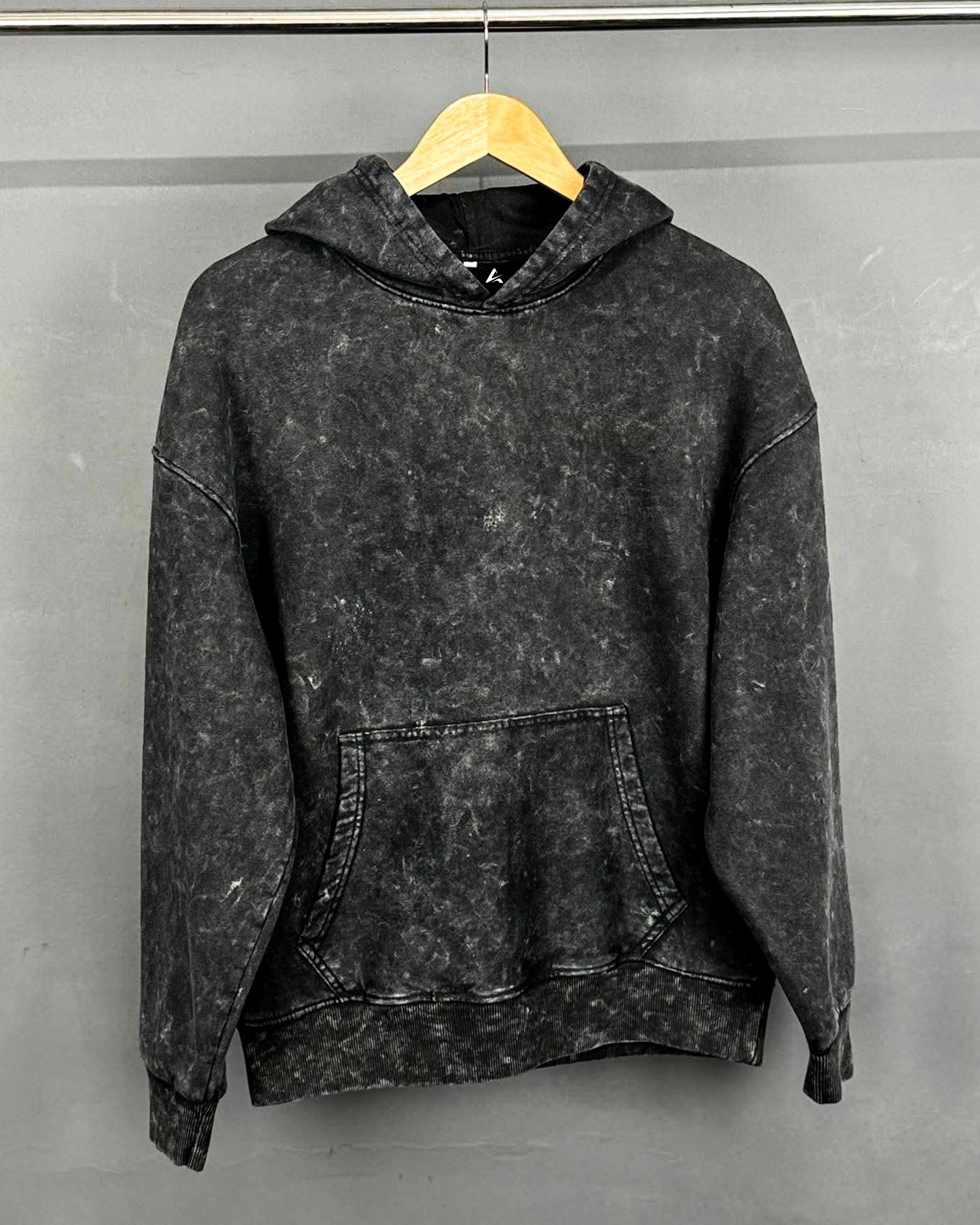 Black Acid Wash Oversize Hoodie