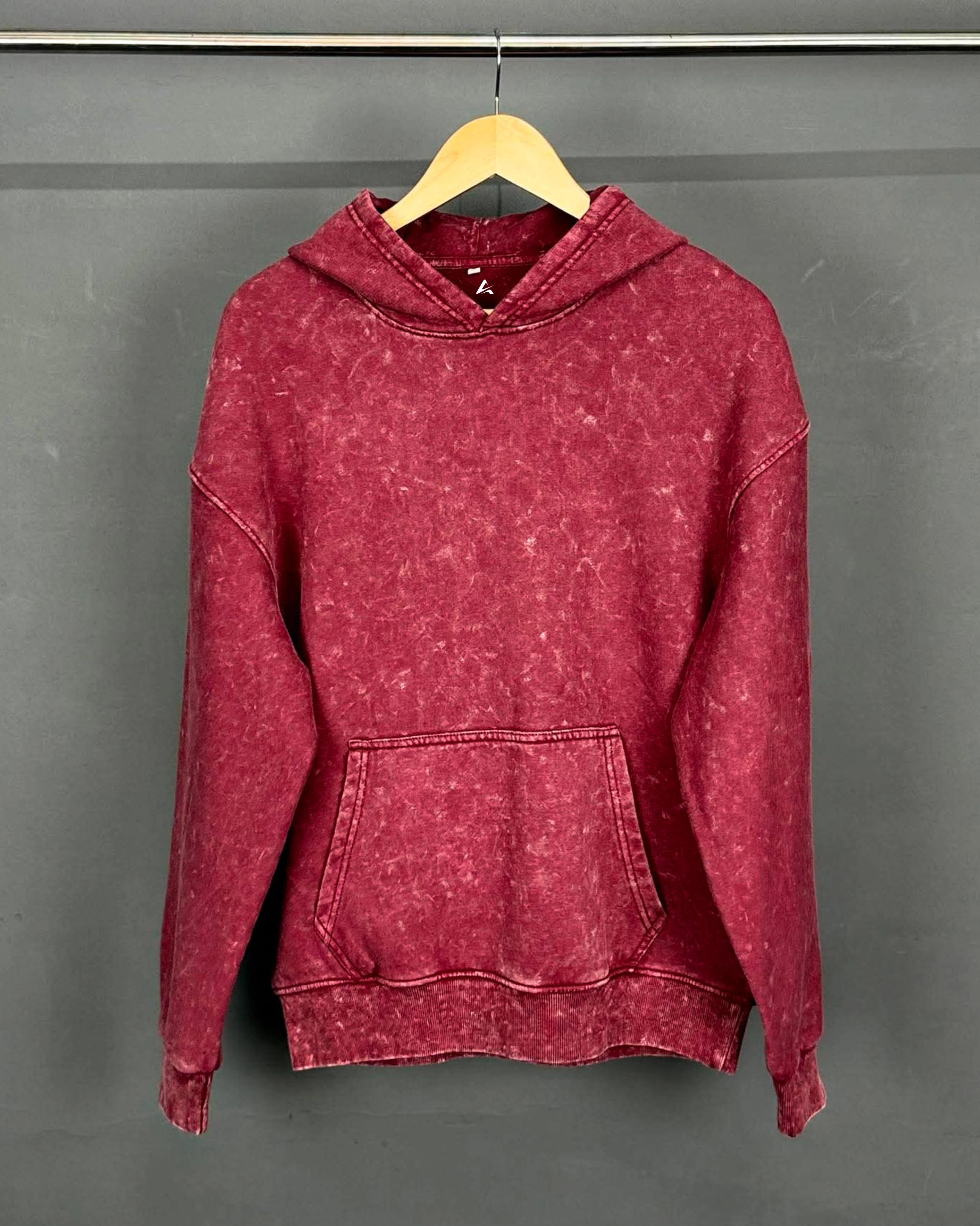 Maroon Acid Wash Oversize Hoodie