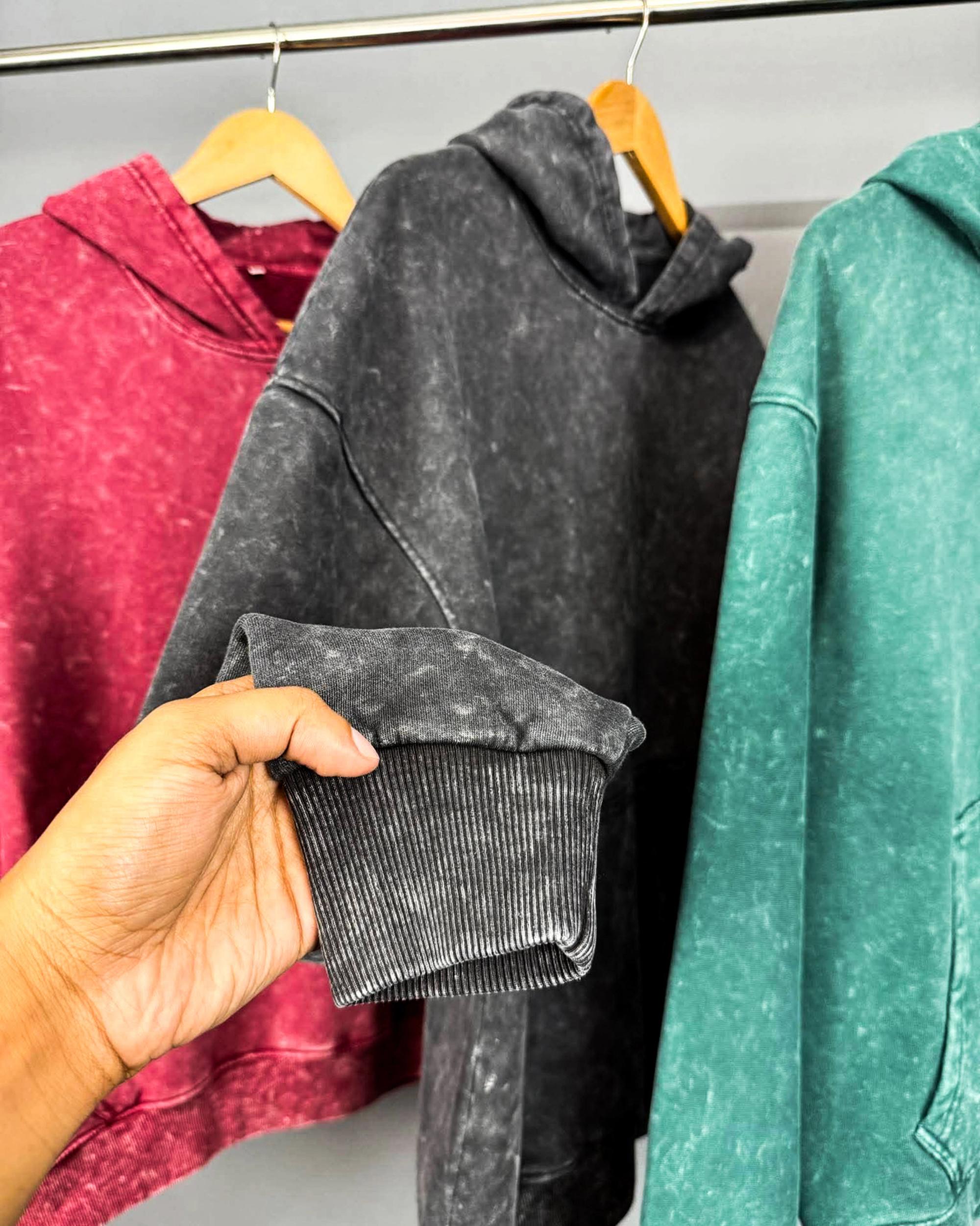 Black Acid Wash Oversize Hoodie