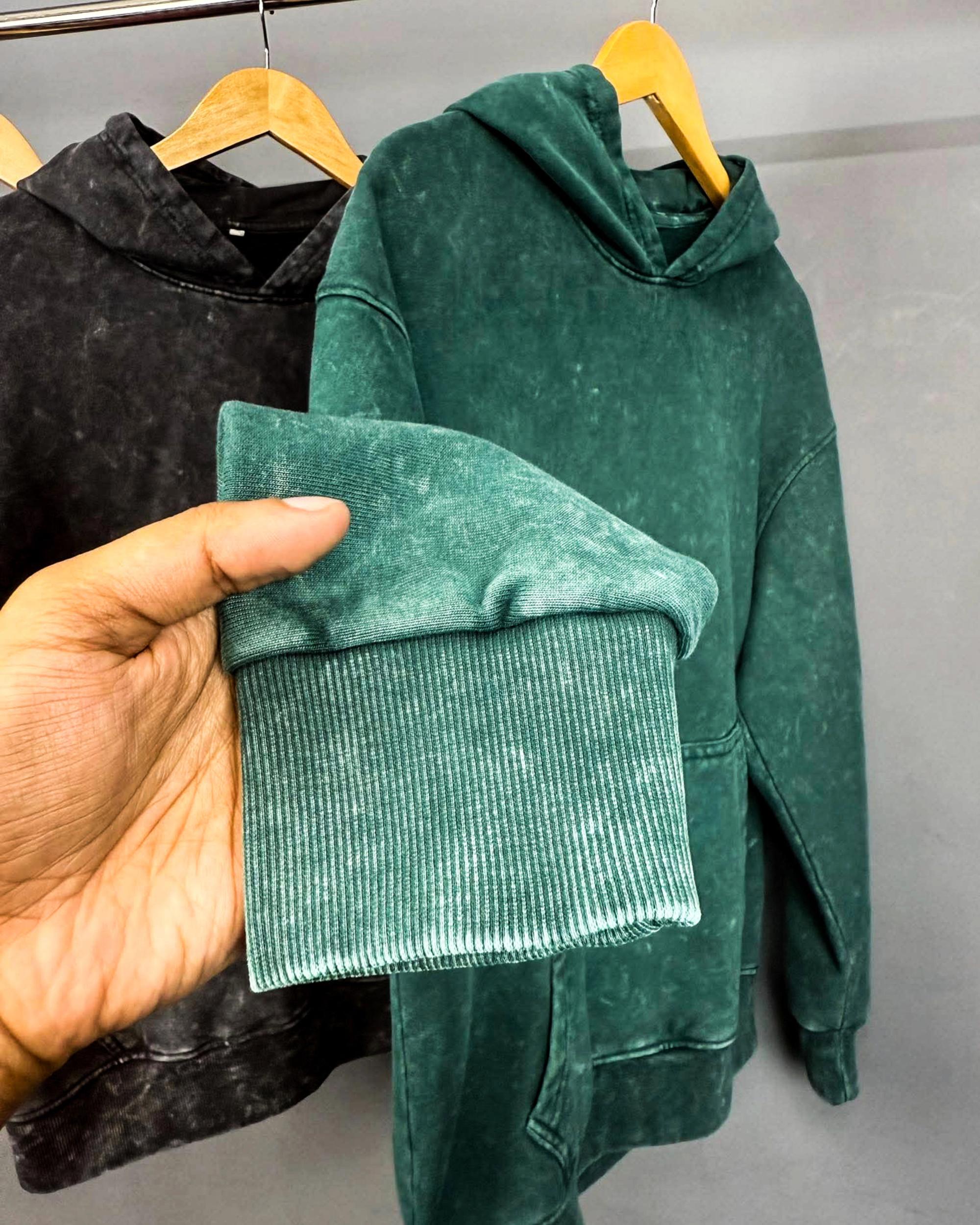 Green Acid Wash Oversize Hoodie