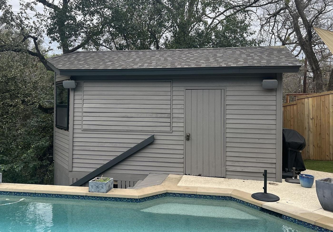 Before the windows & siding project — home exterior in Barton Hills, Austin