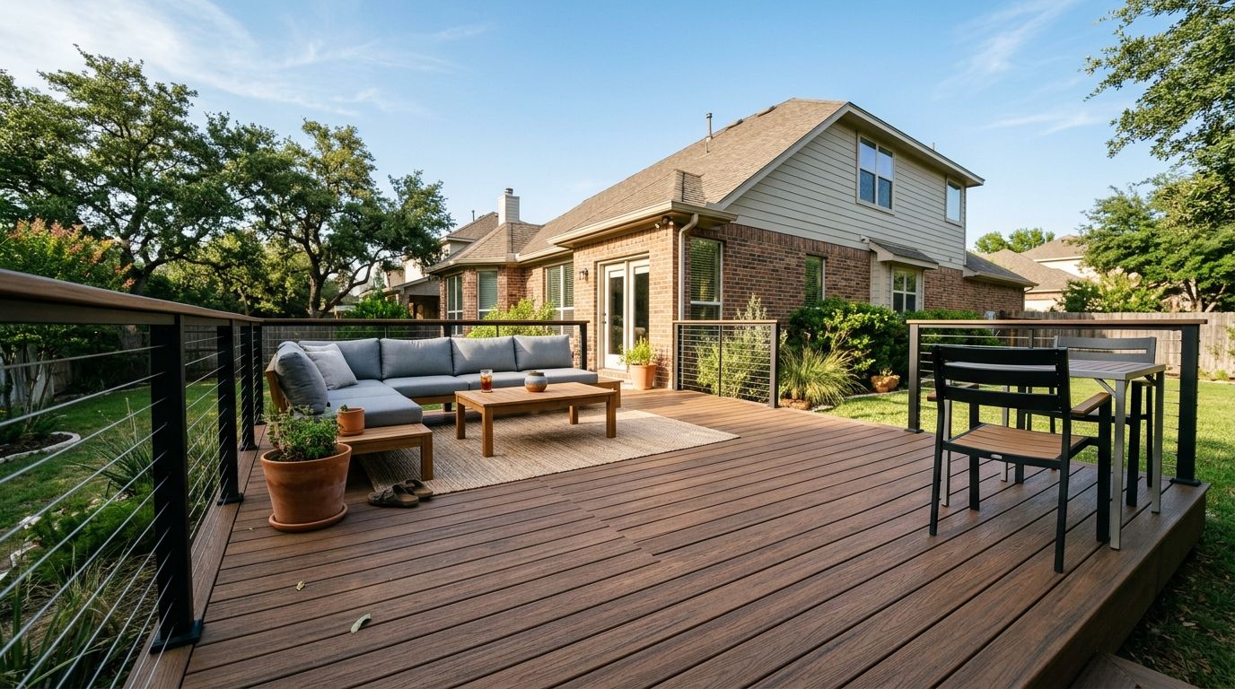 Beautifully finished modern outdoor living space featuring a highly durable, low-maintenance composite deck.