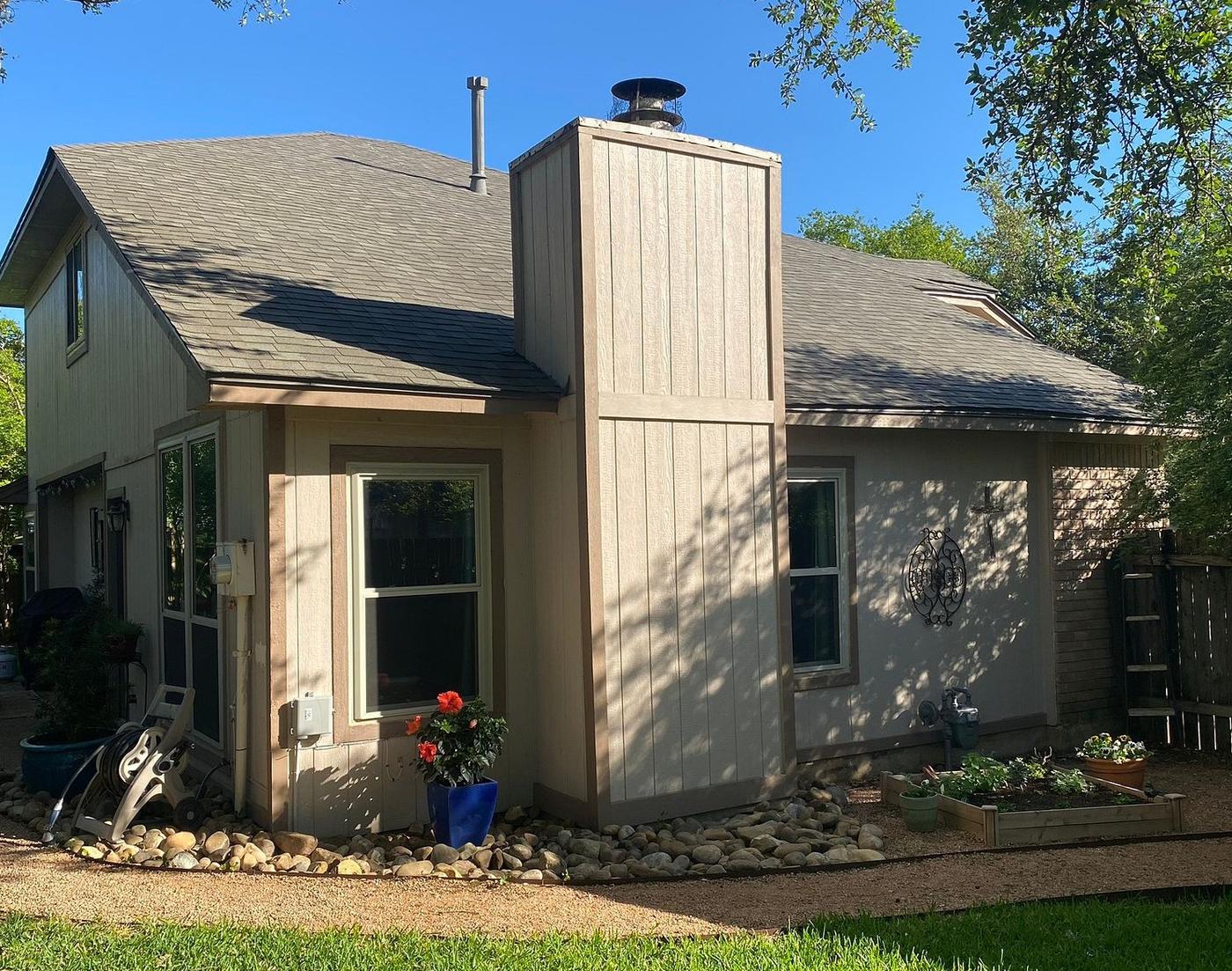 Before the siding project — home exterior in Woods Of Brushy Creek, Austin