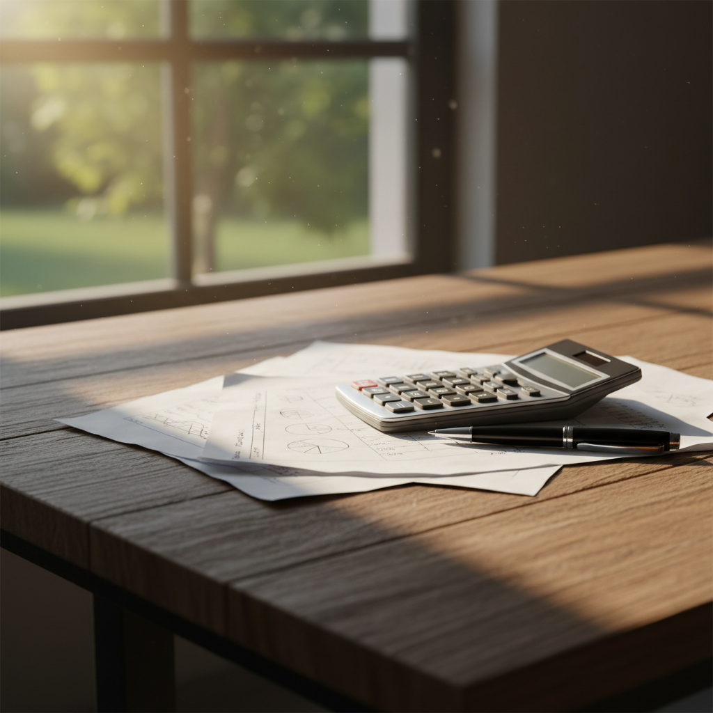 Calculator and insurance paperwork on a table representing cost analysis and ROI