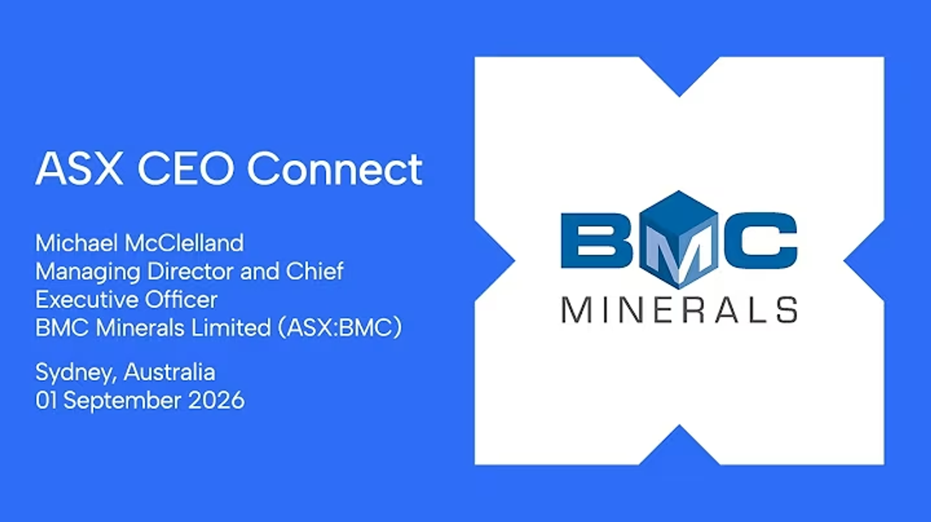 ASX CEO Connect September 2026 | BMC Minerals Limited (ASX:BMC)