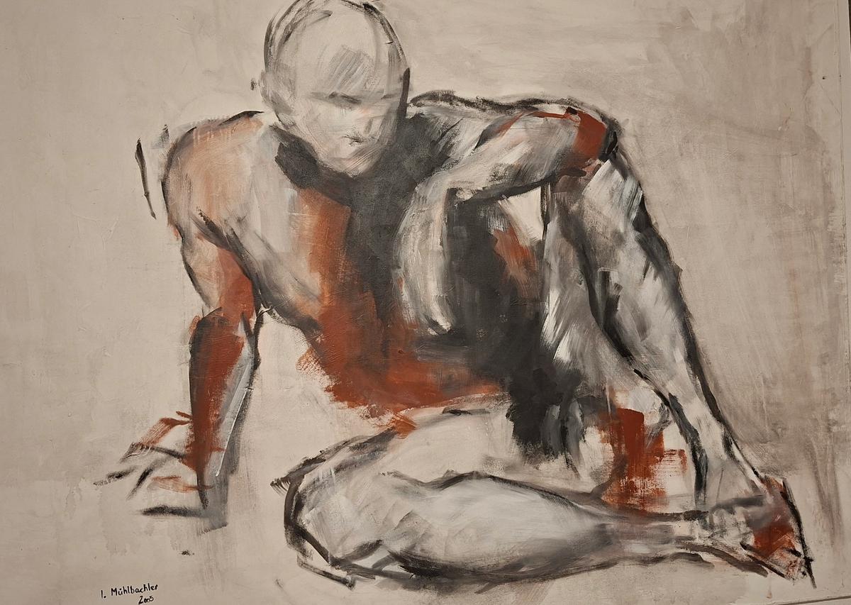 Ingrid Mühlbachler – männlicher Akt, 2005, Acryl auf Leinwand
