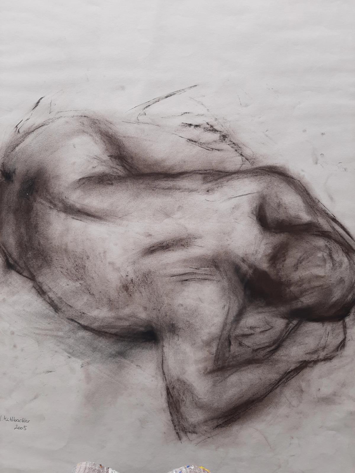 Ingrid Mühlbachler – männlicher Akt, 2005, Kreide auf Papier