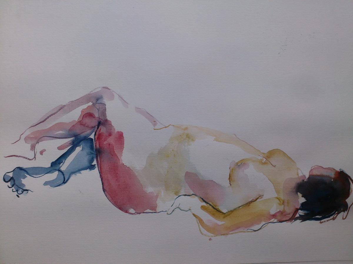 Ingrid Mühlbachler – weiblicher Akt, 2014, Acryl auf Papier