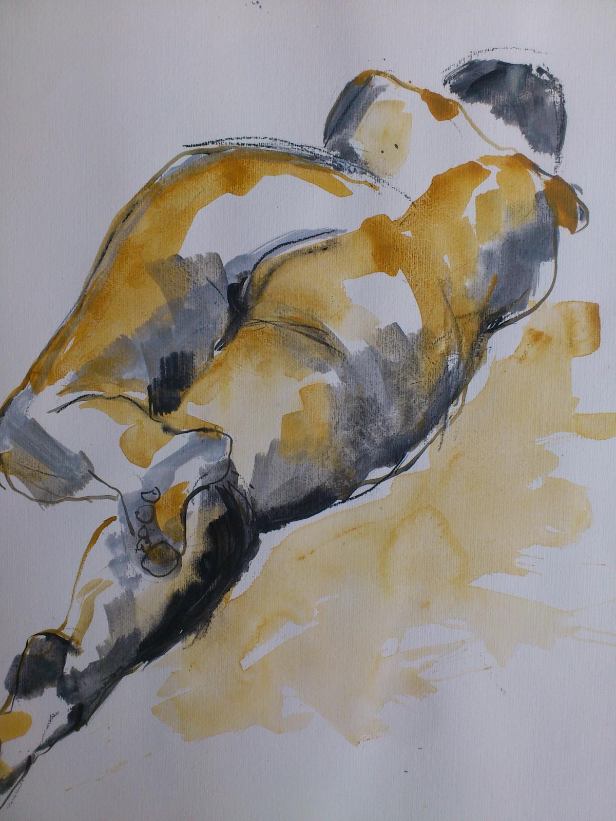 Ingrid Mühlbachler – weiblicher Akt, 2014, Acryl auf Papier
