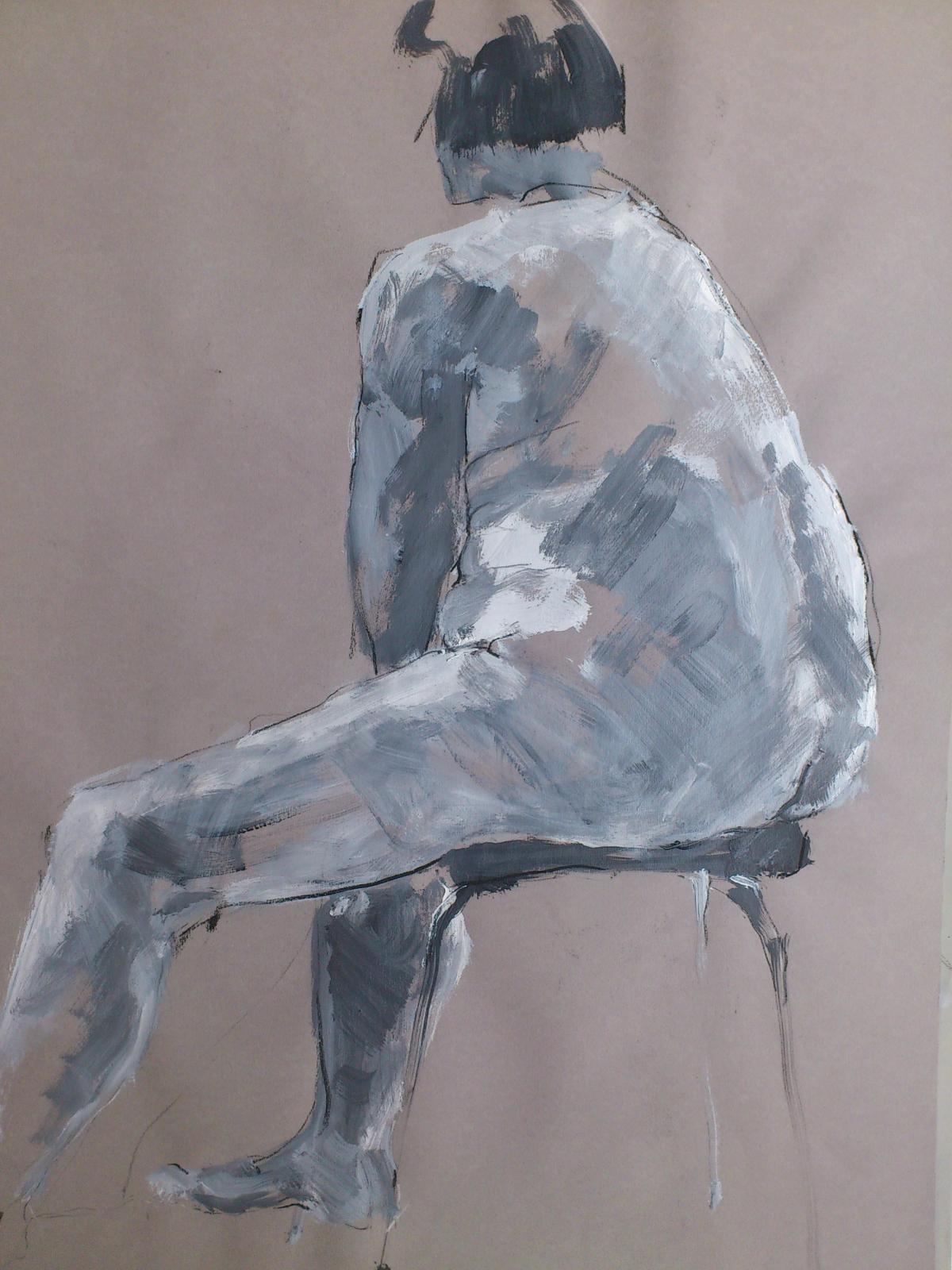 Ingrid Mühlbachler – weiblicher Akt , 2014, Acryl auf Papier