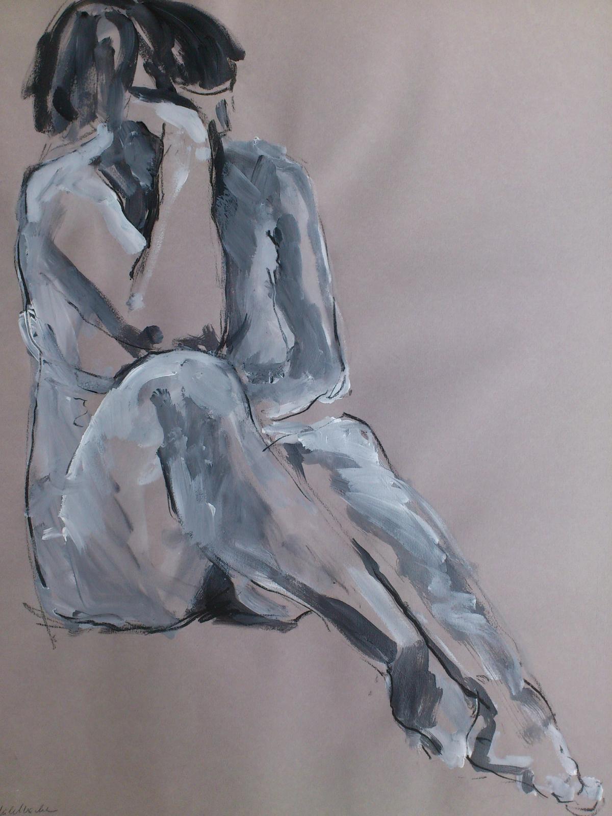 Ingrid Mühlbachler – weiblicher Akt, 2014, Acryl auf Papier