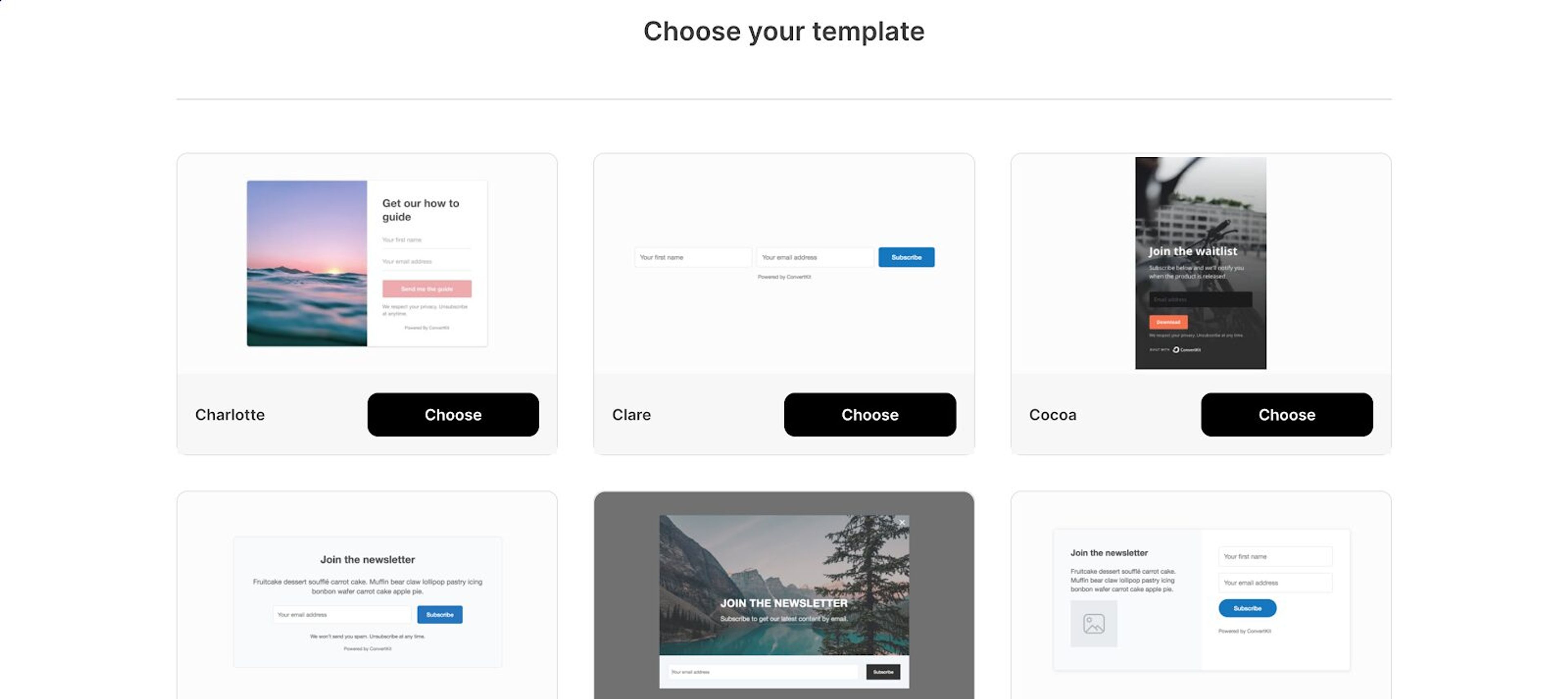 To create a new form, and choose your template first.