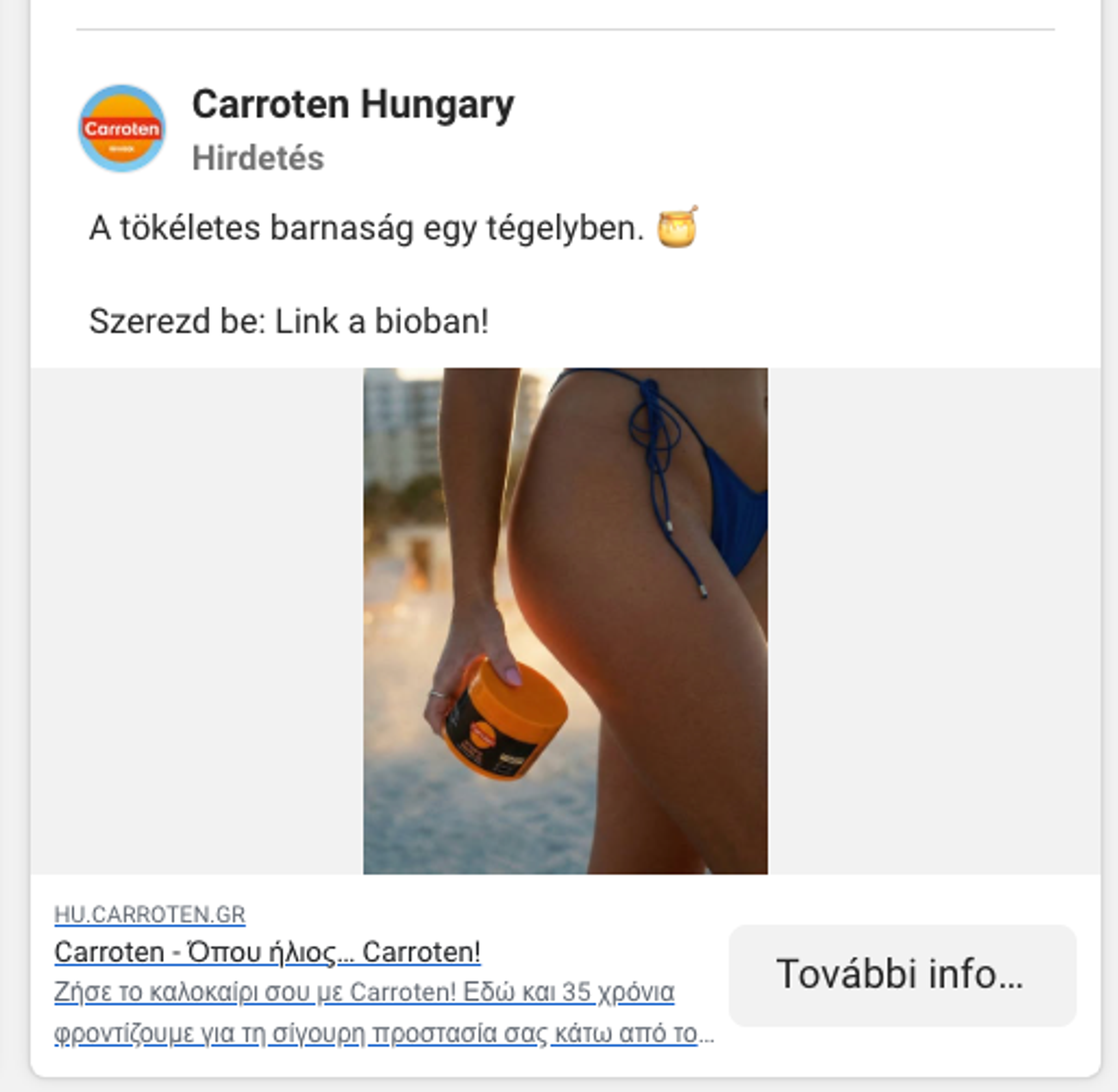Carroten's paid advertisement in Hungary