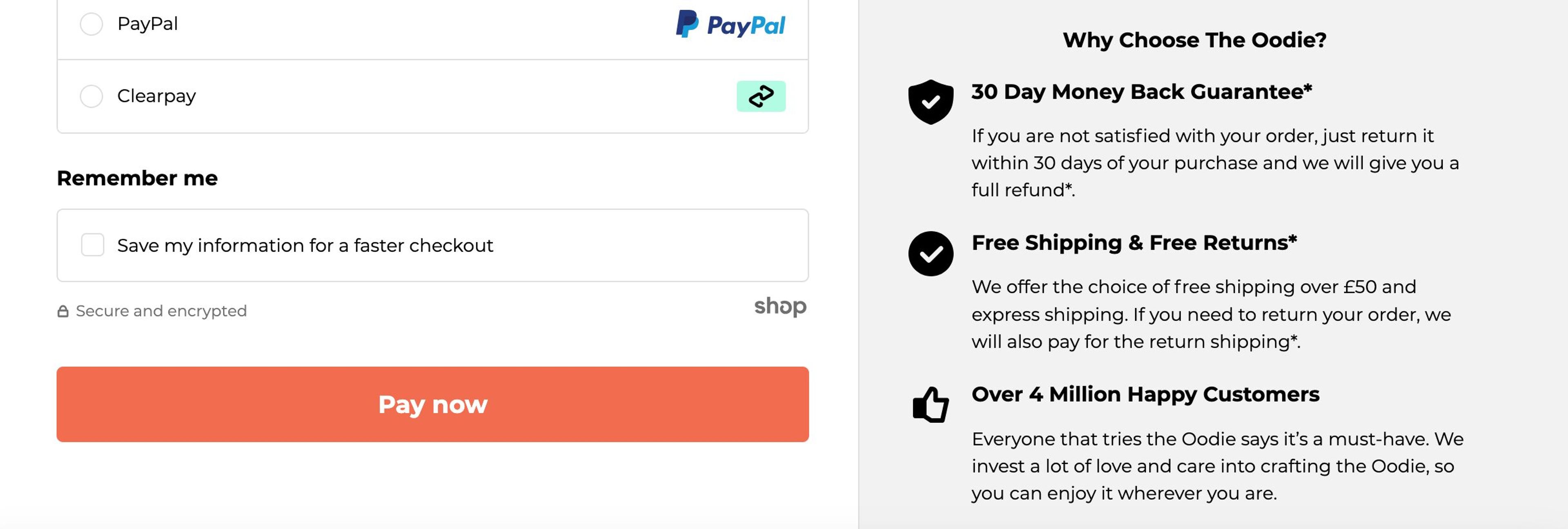 The Oodie money back guarantee and return policy