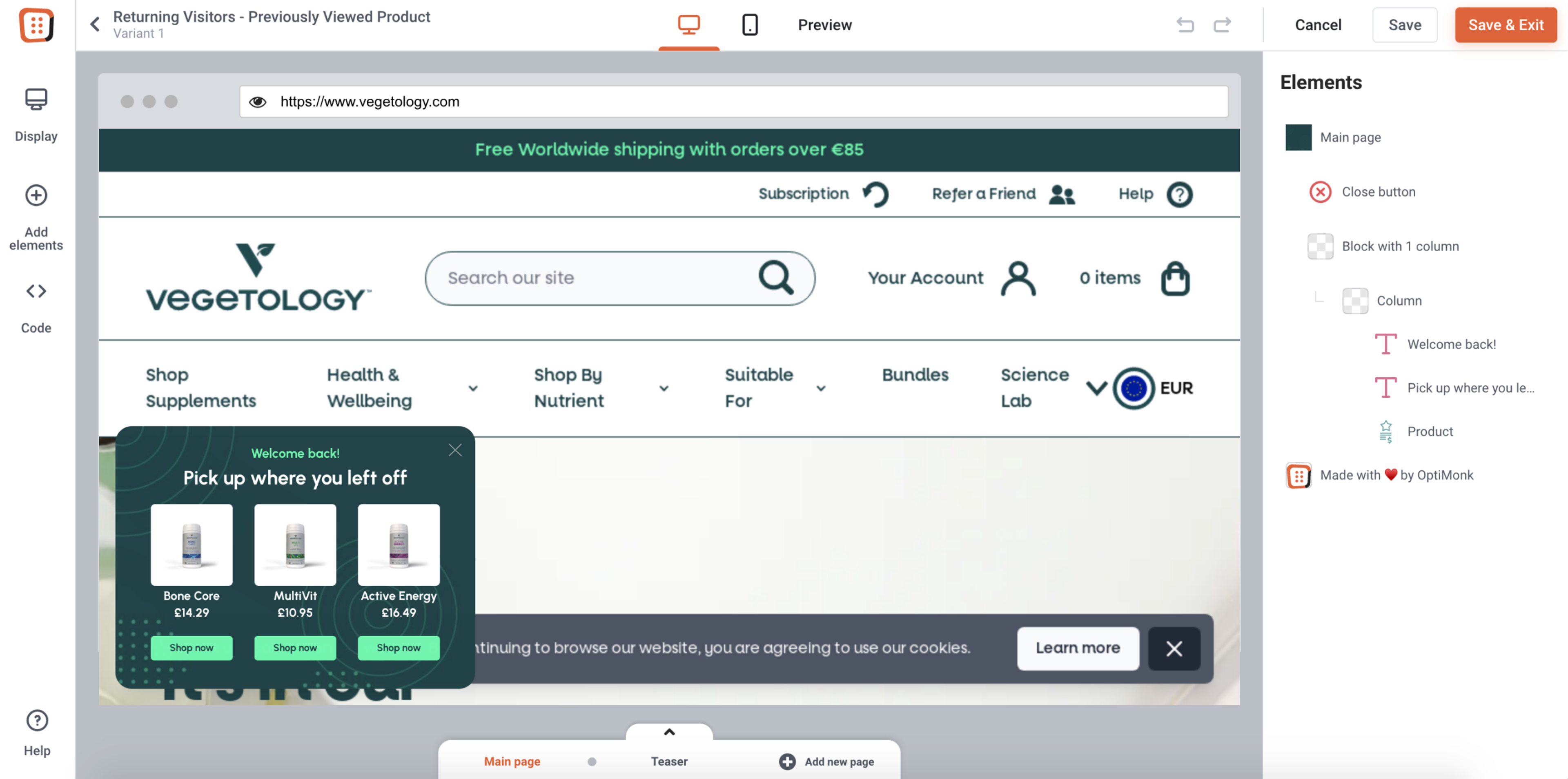 Help returning visitors by reminding them where they left off