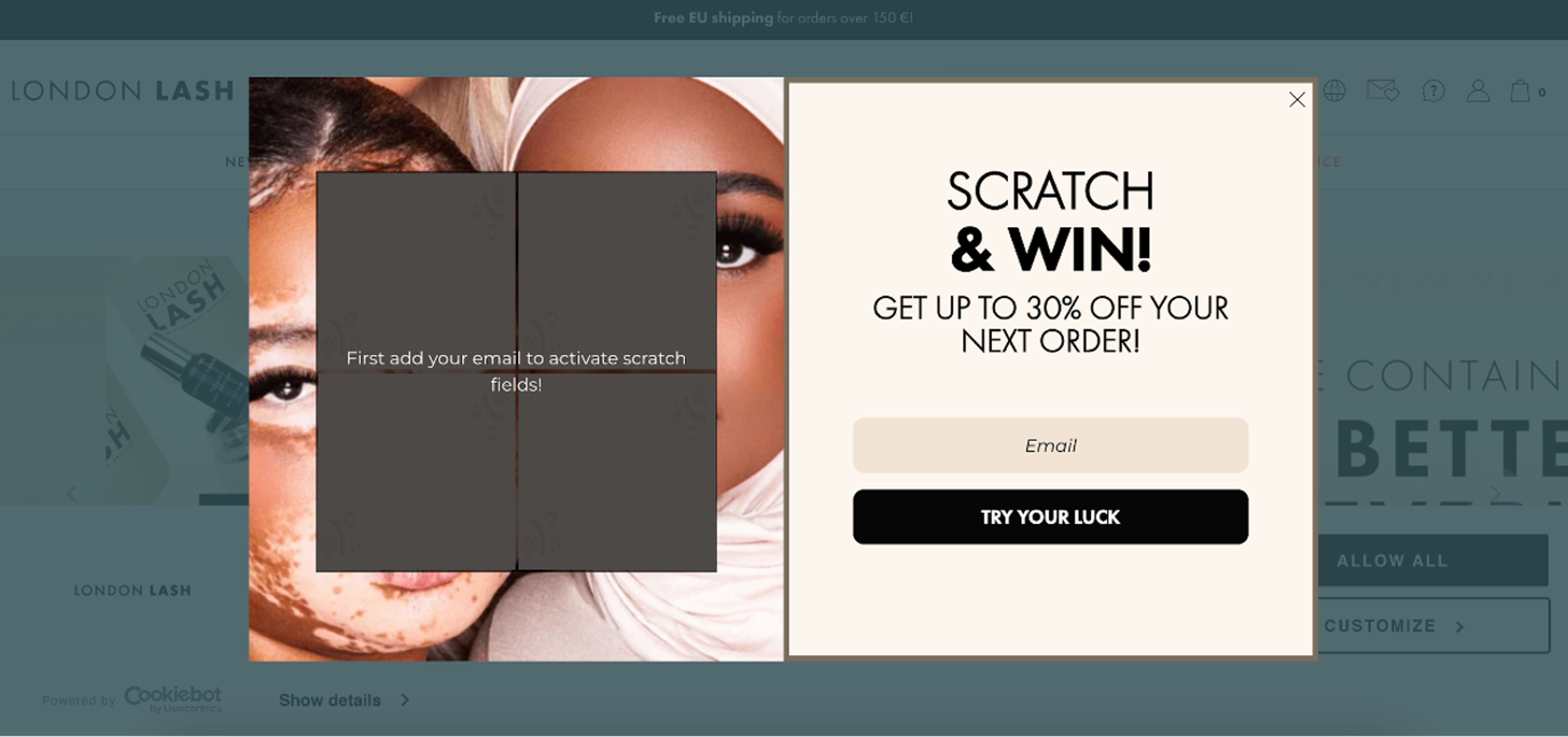 Use a scratchcard to collect email addresses