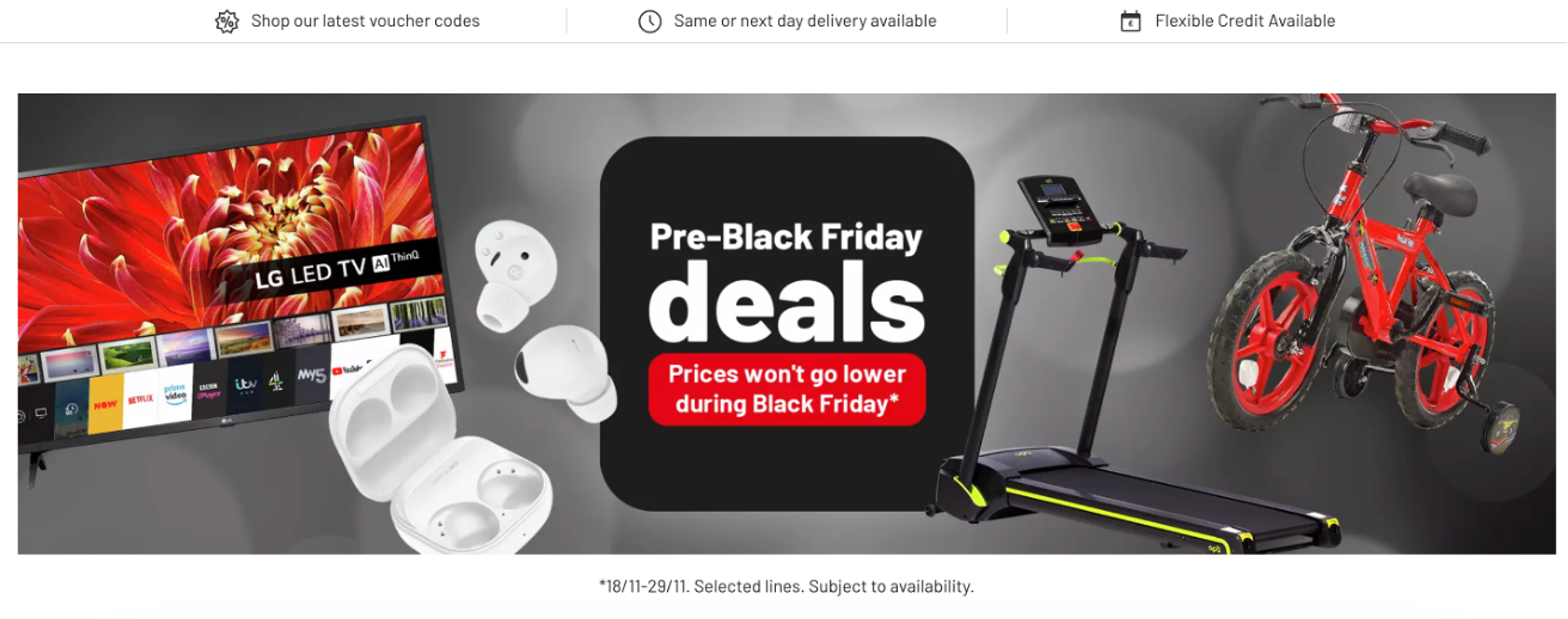 Argos website pre-black friday sales example