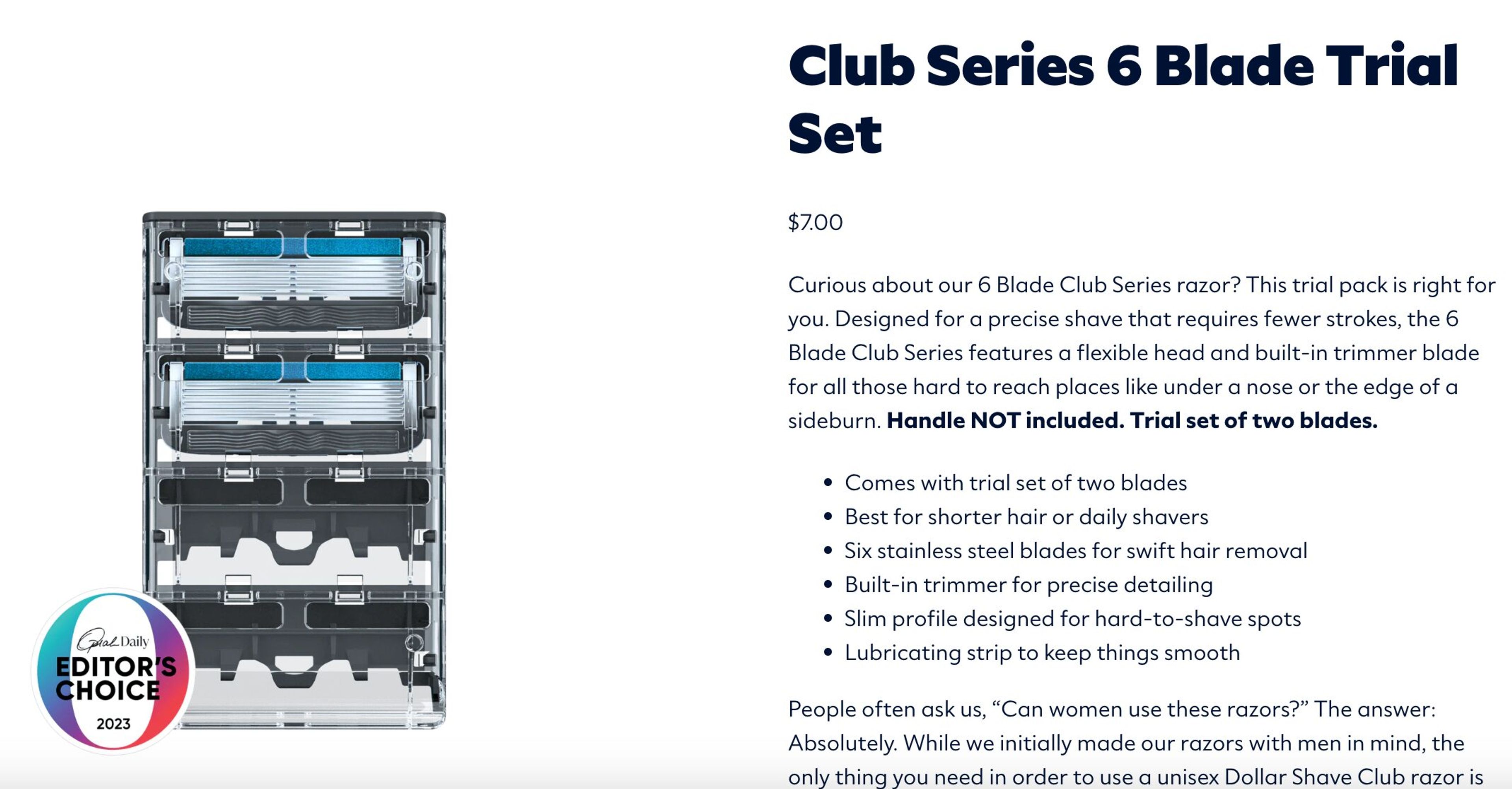 Dollar Shave Club product description